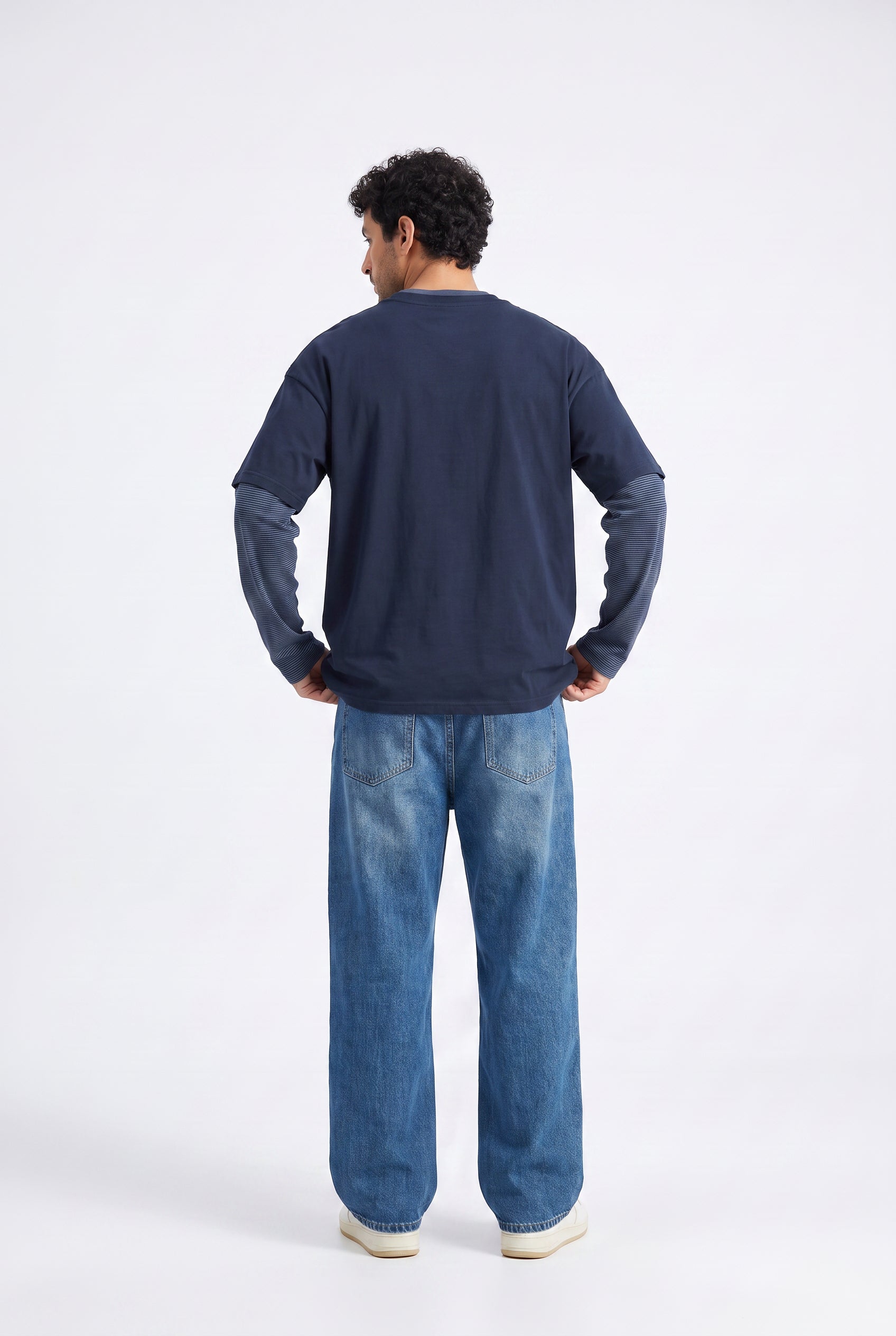 Steel Blue Oversized Crew Neck Tee