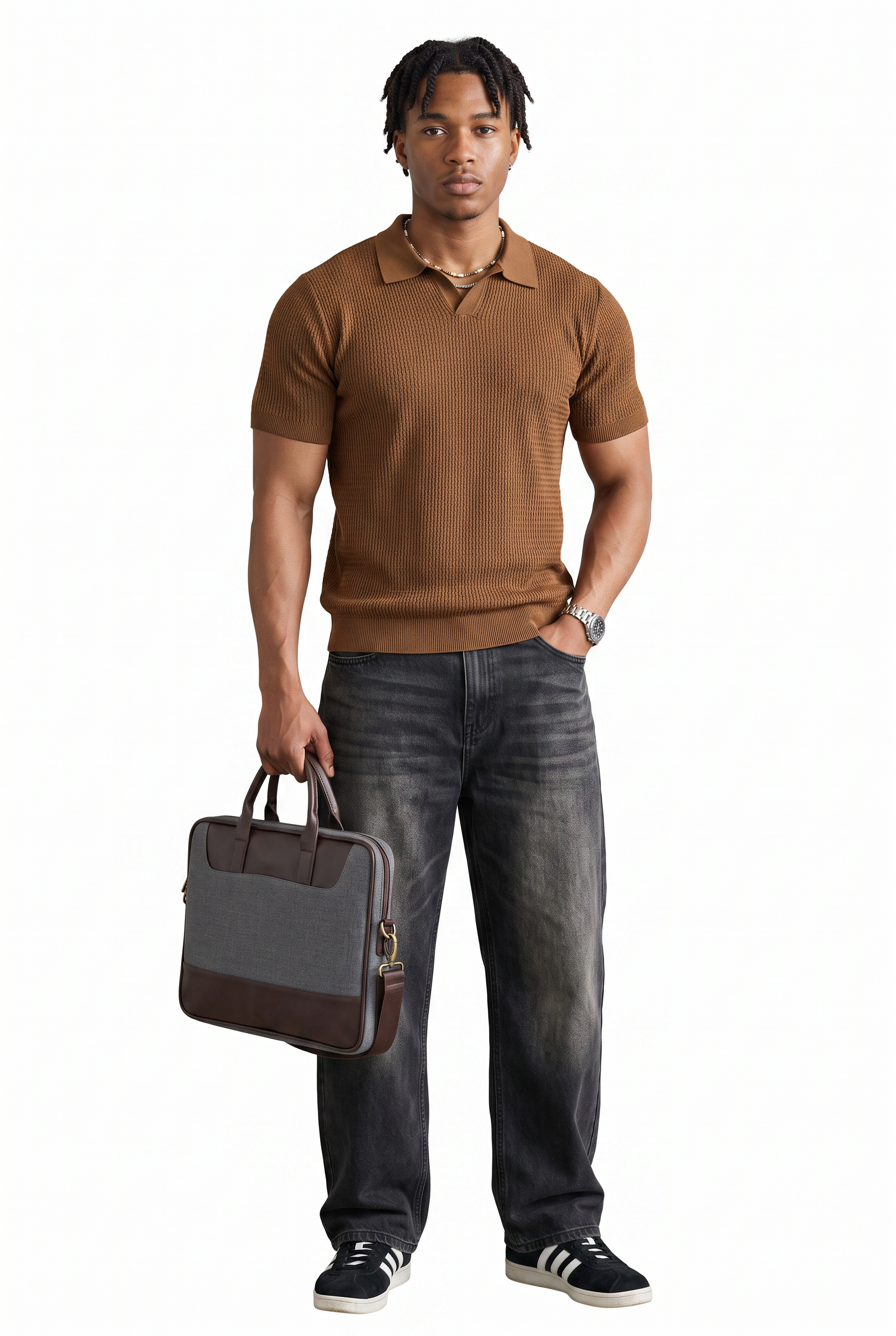 Brown Oversized Crew Neck Tee