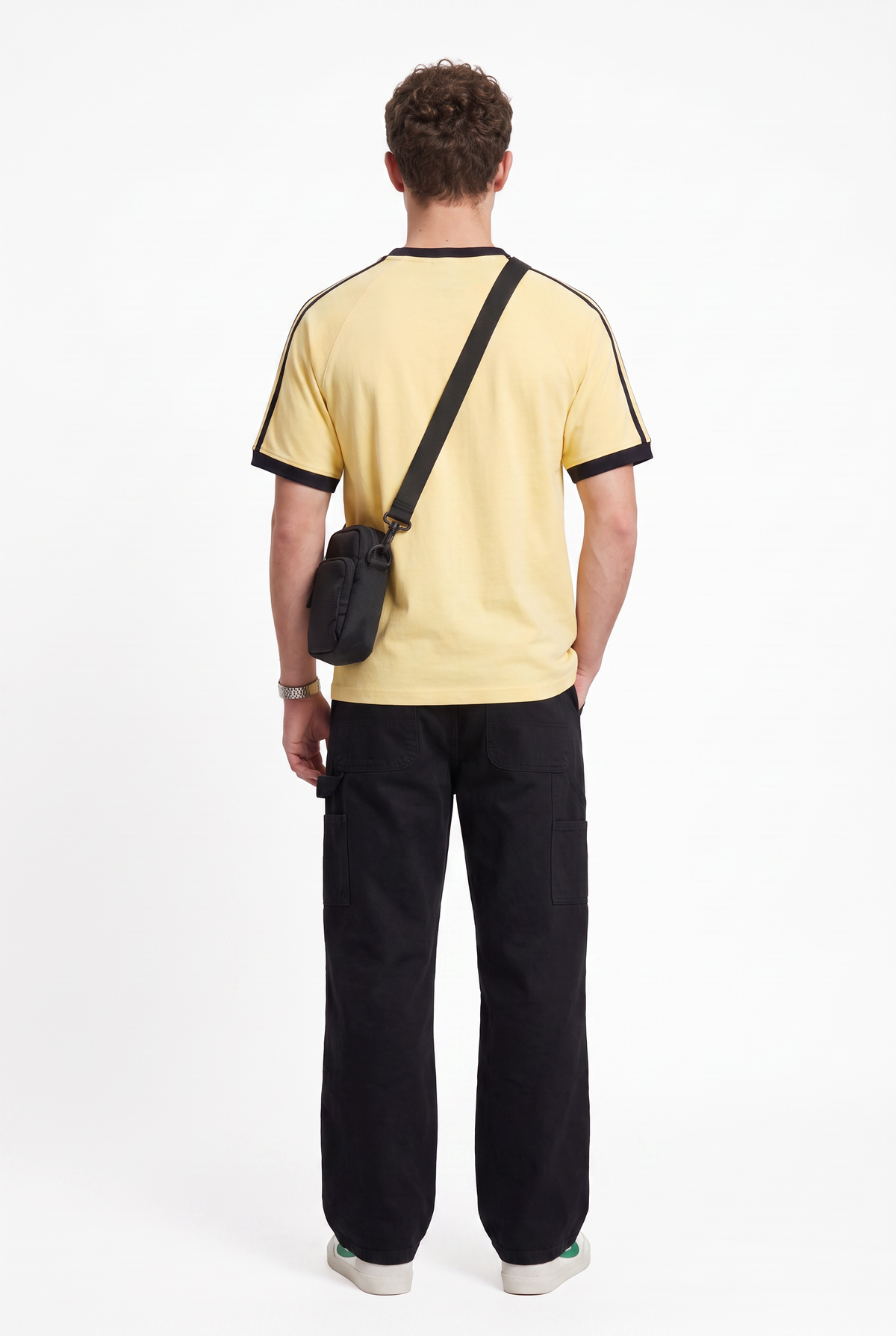 Yellow Oversized Stripe Trim Tee