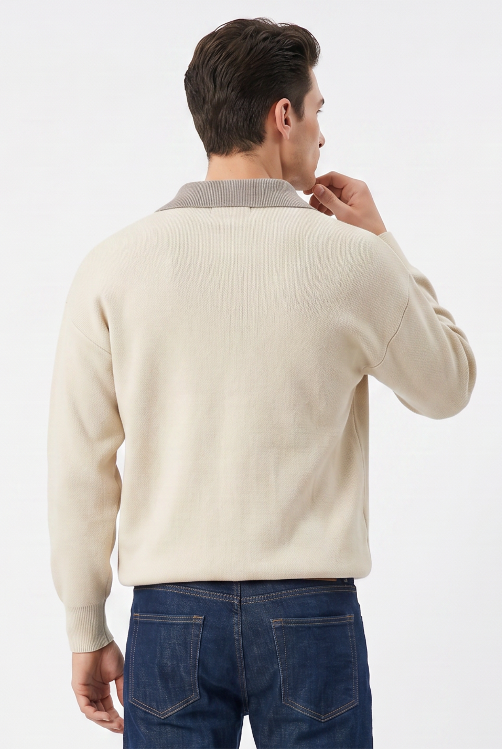 Beige Relaxed Knit Sweater
