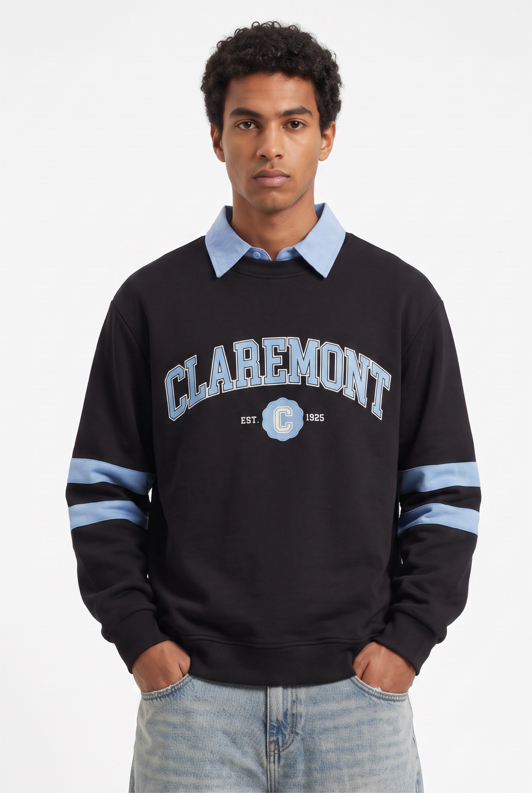 Black Ribbed Oversized Sweatshirt