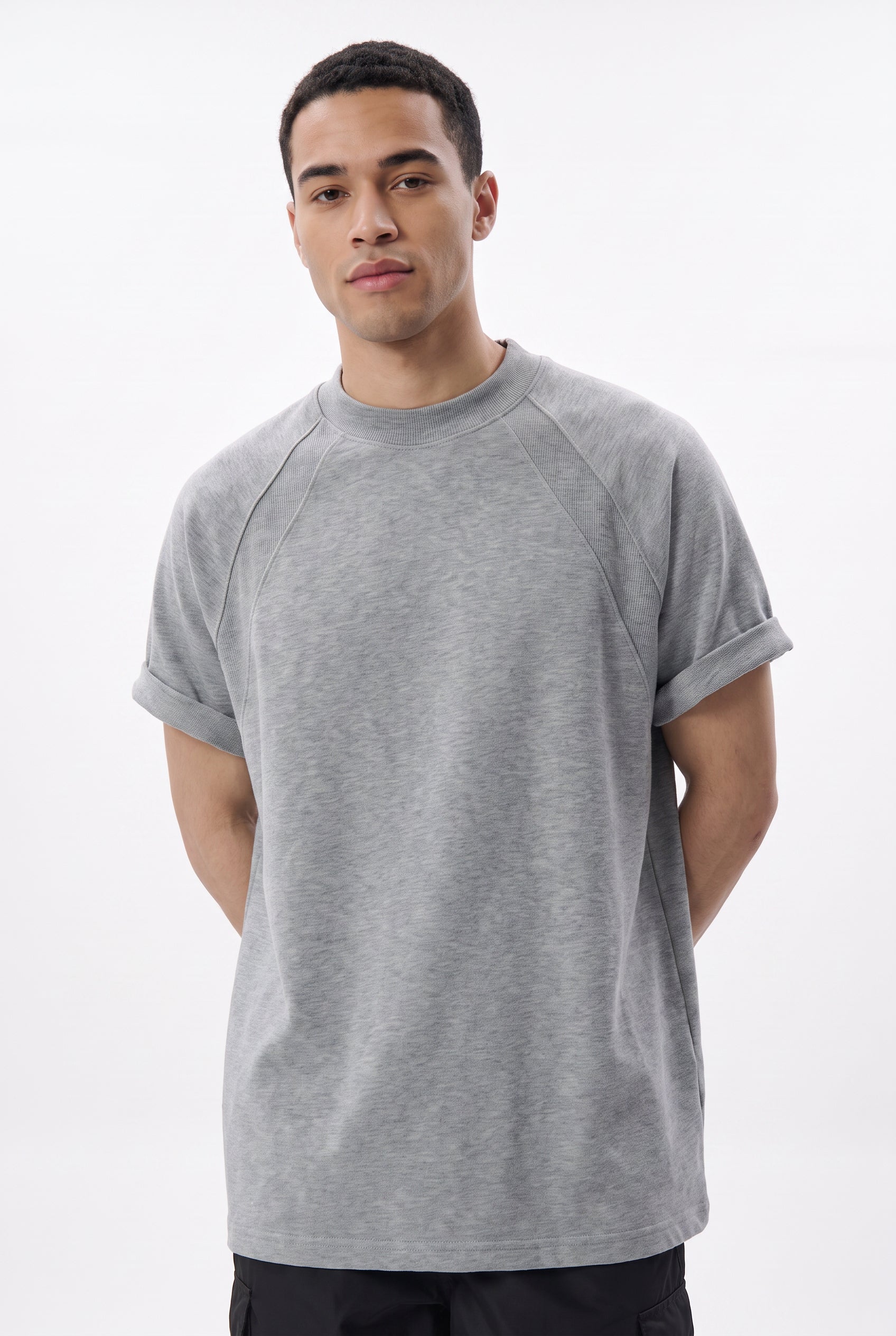 Grey Dropped Shoulder Oversized Tee