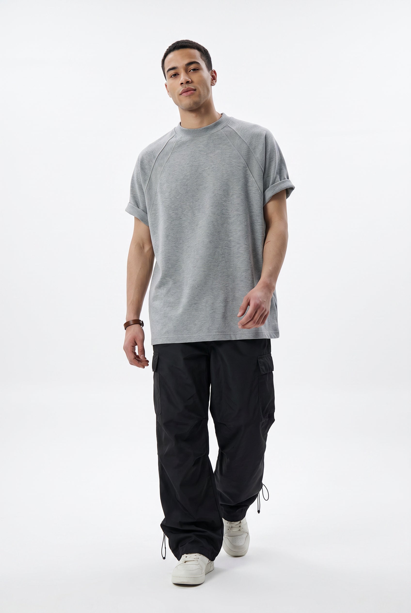 Grey Dropped Shoulder Oversized Tee