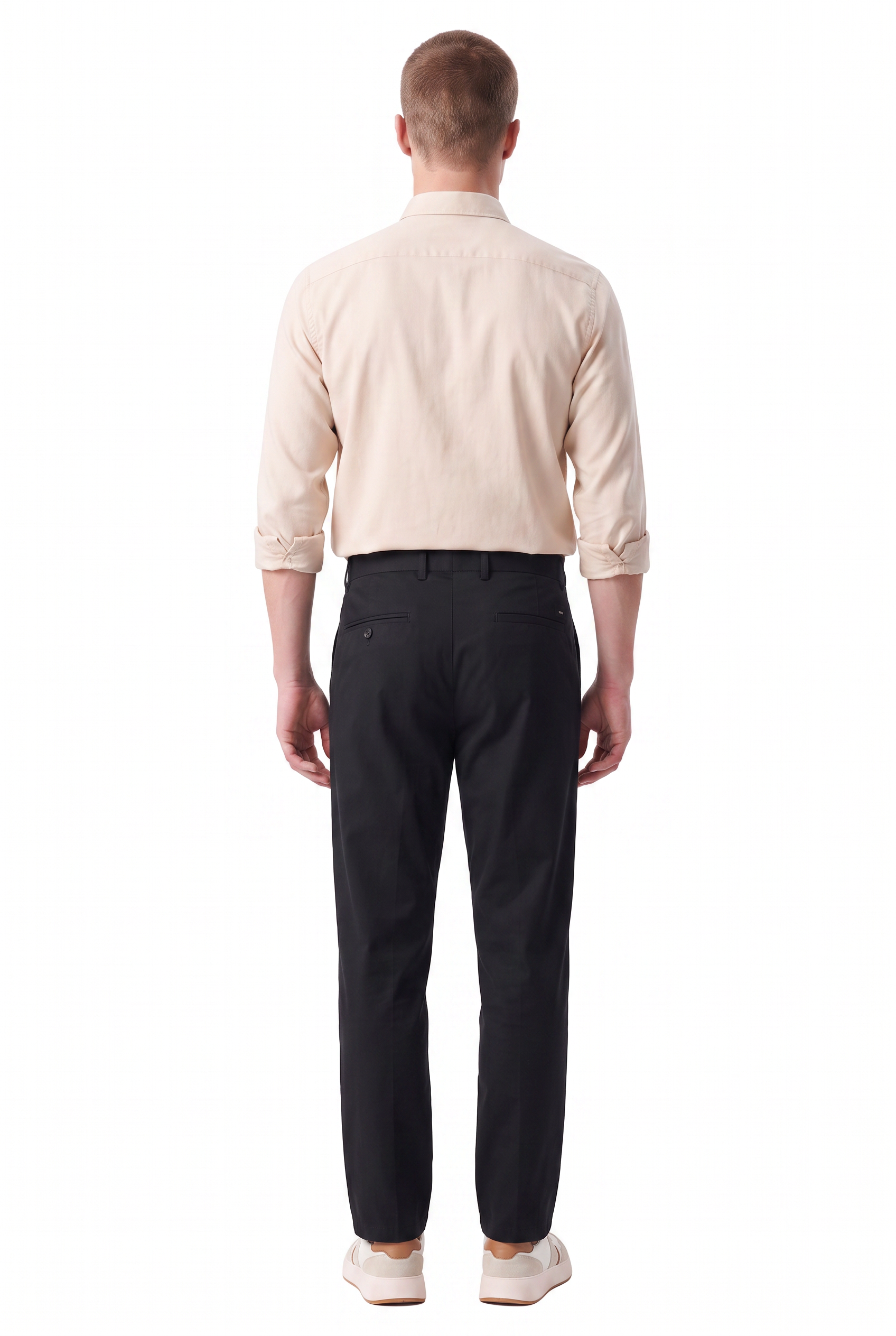 Black Slim Flat-Front Formal Trousers