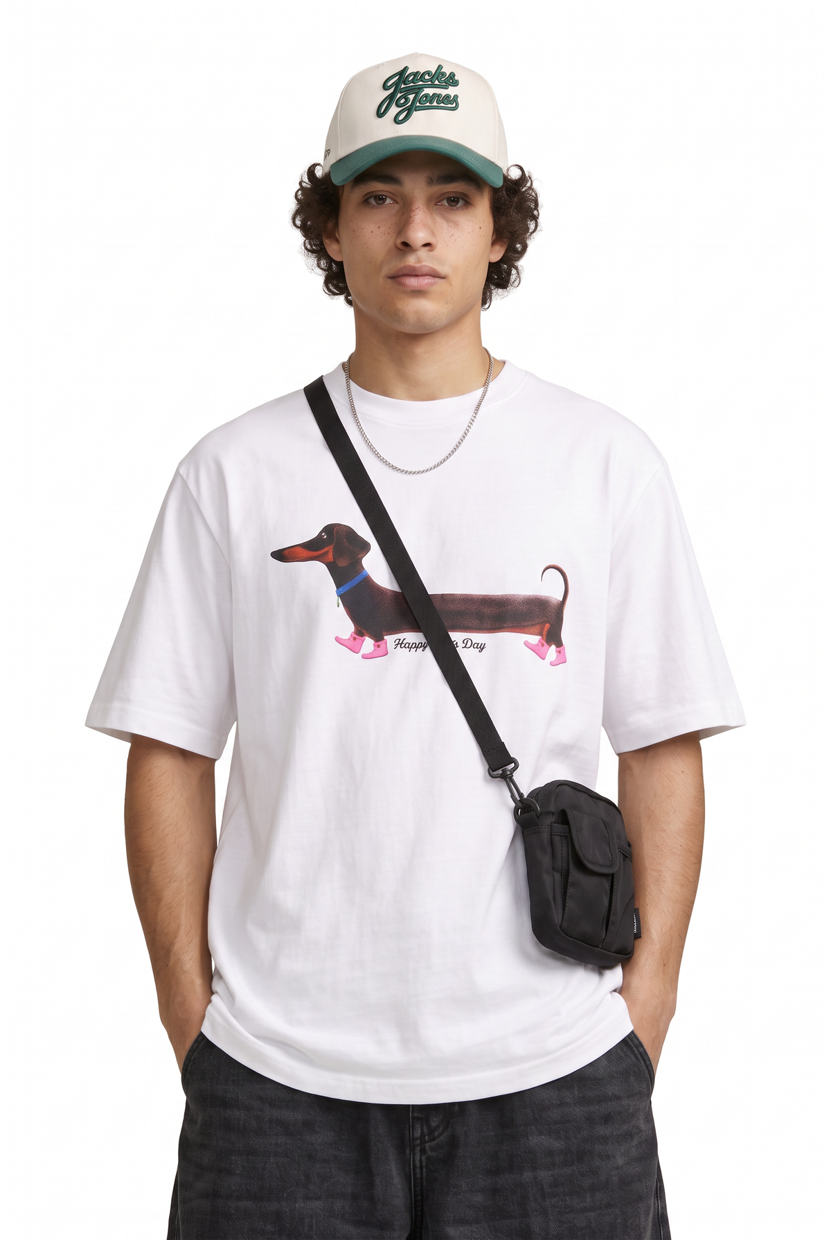 White Oversized Graphic Print Tee