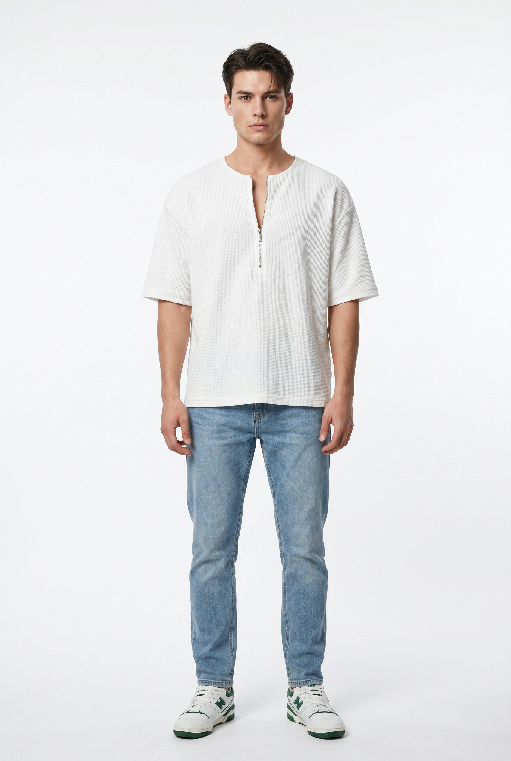 White Clean-Cut Oversized T-Shirt