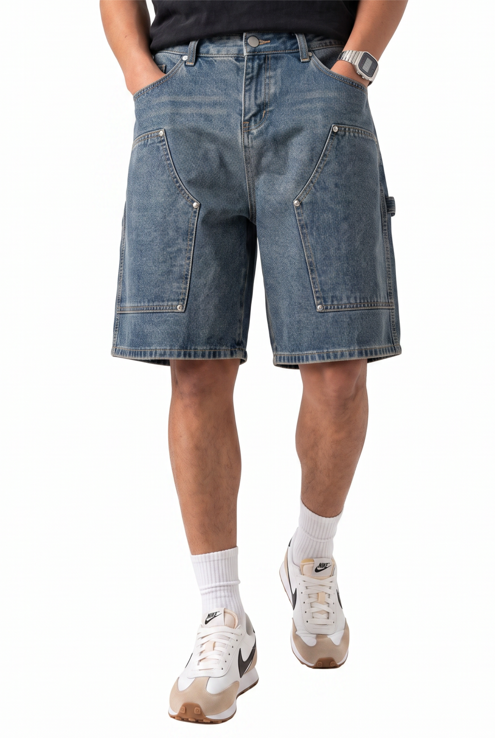 Sky Blue Drawstring Chino Shorts