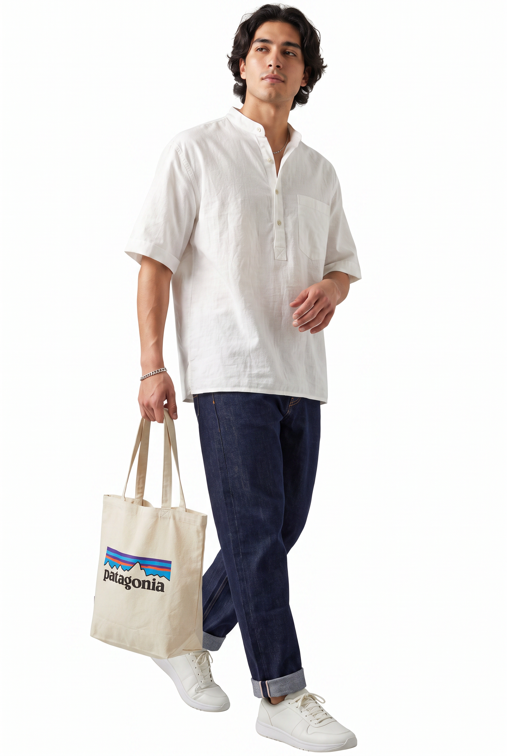 White Chest Pocket Casual Shirt