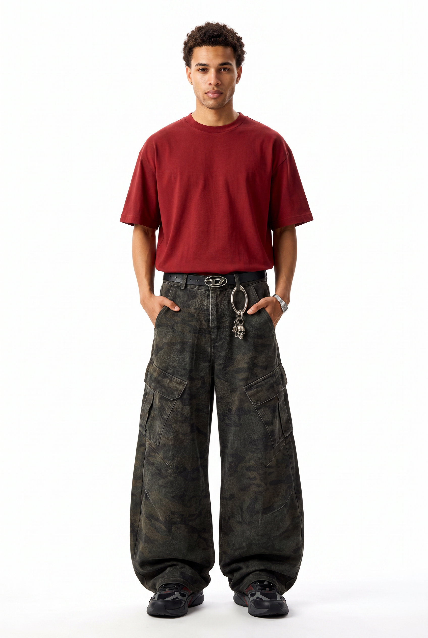Black Drawstring Straight Casual Trousers