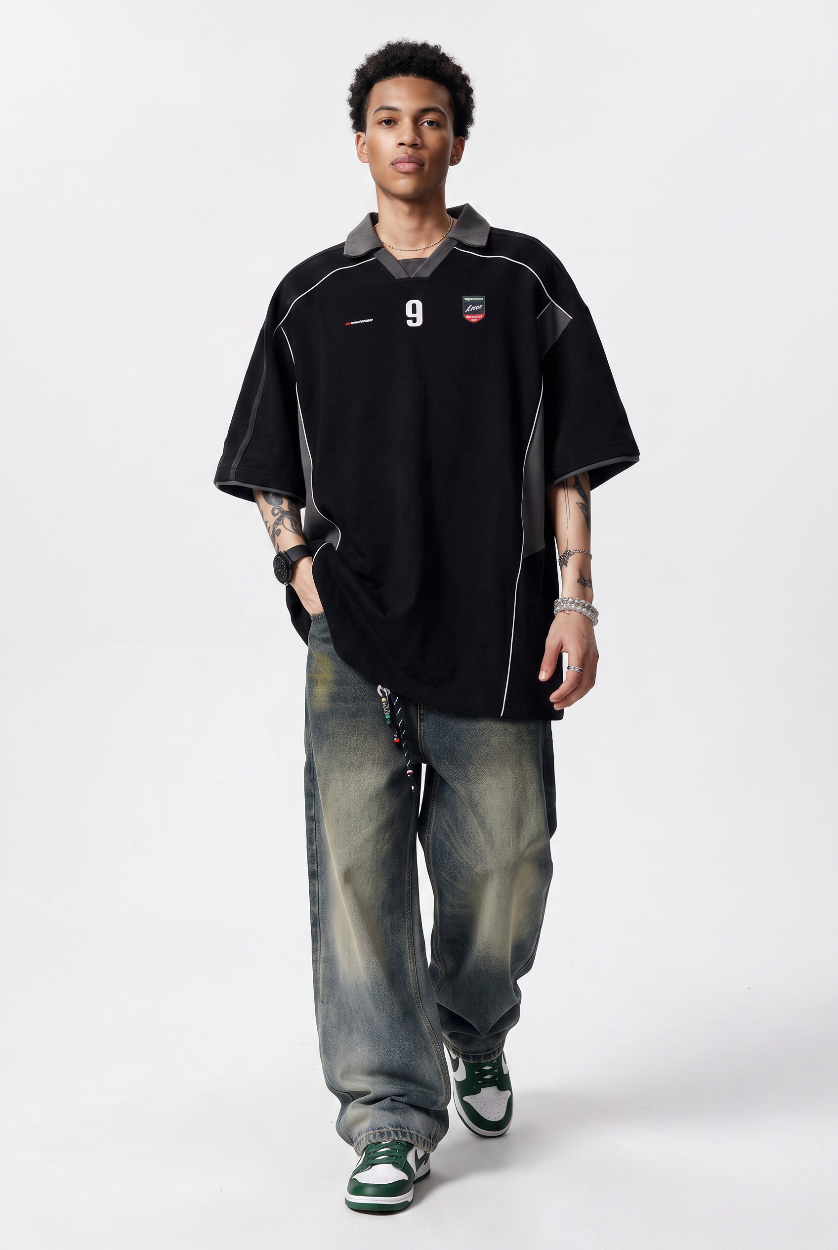 Black Oversized Crew Neck Tee