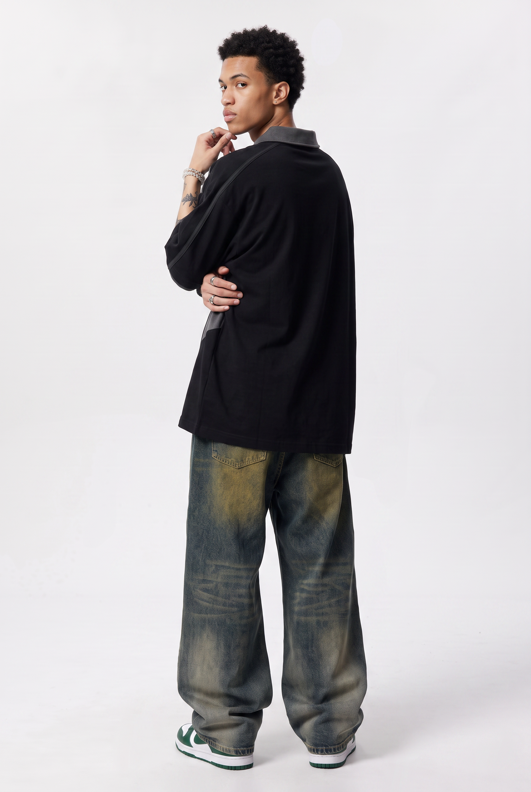 Black Oversized Crew Neck Tee