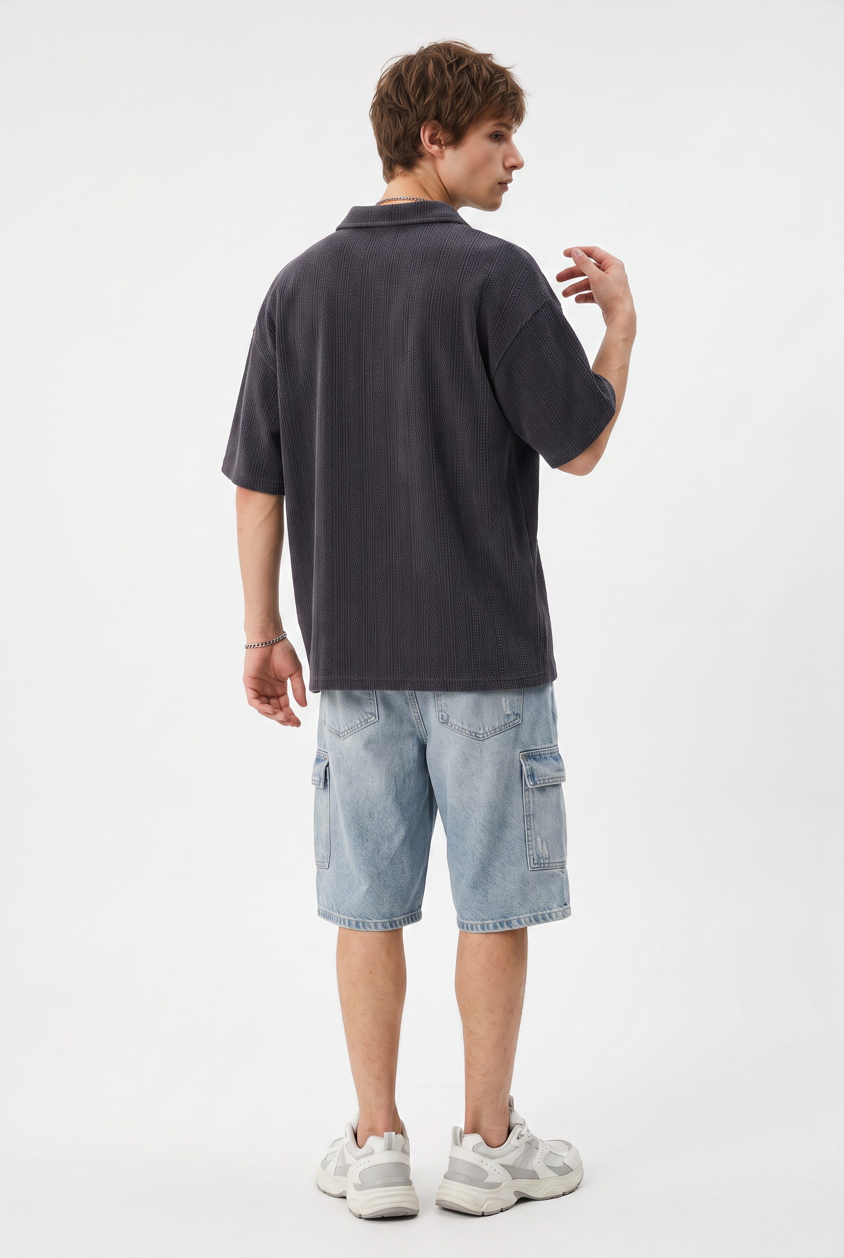 Grey Dropped Shoulder Oversized Tee
