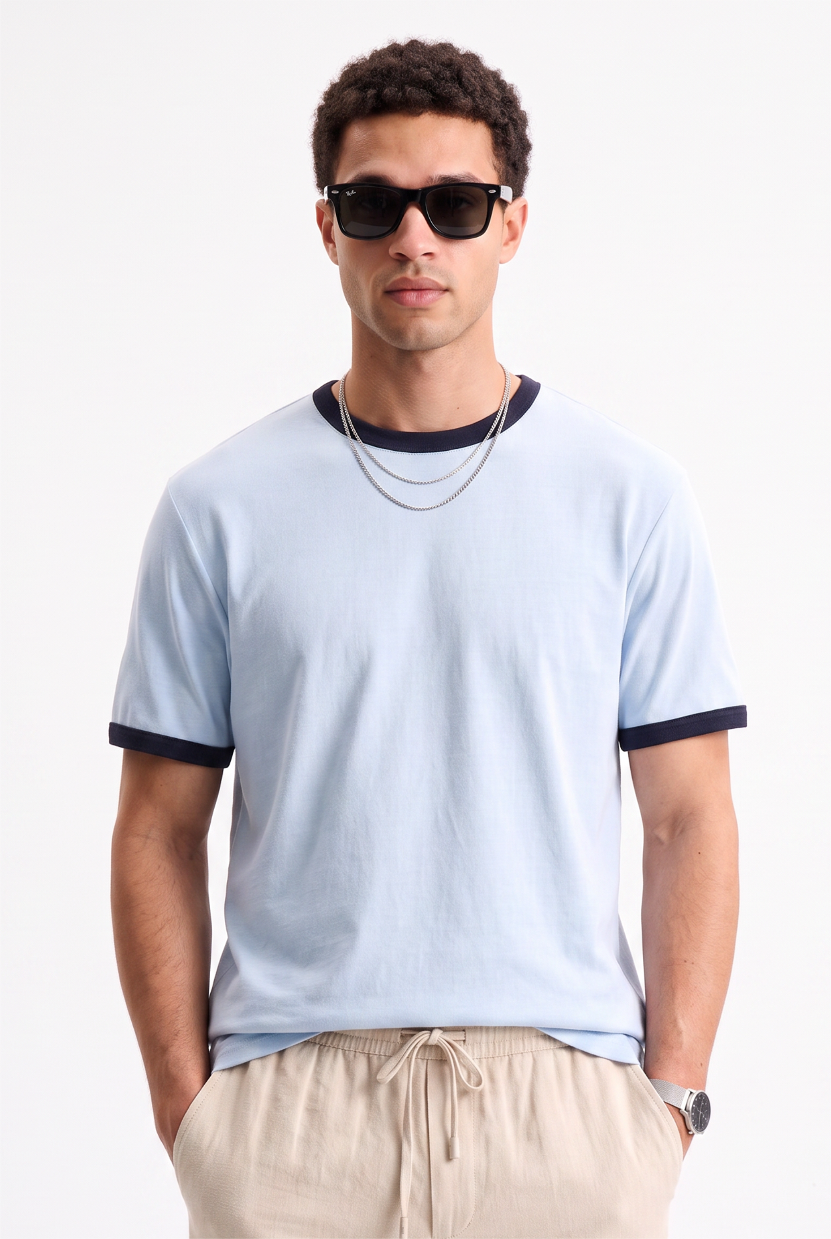 Sky Blue Oversized Crew Neck Tee