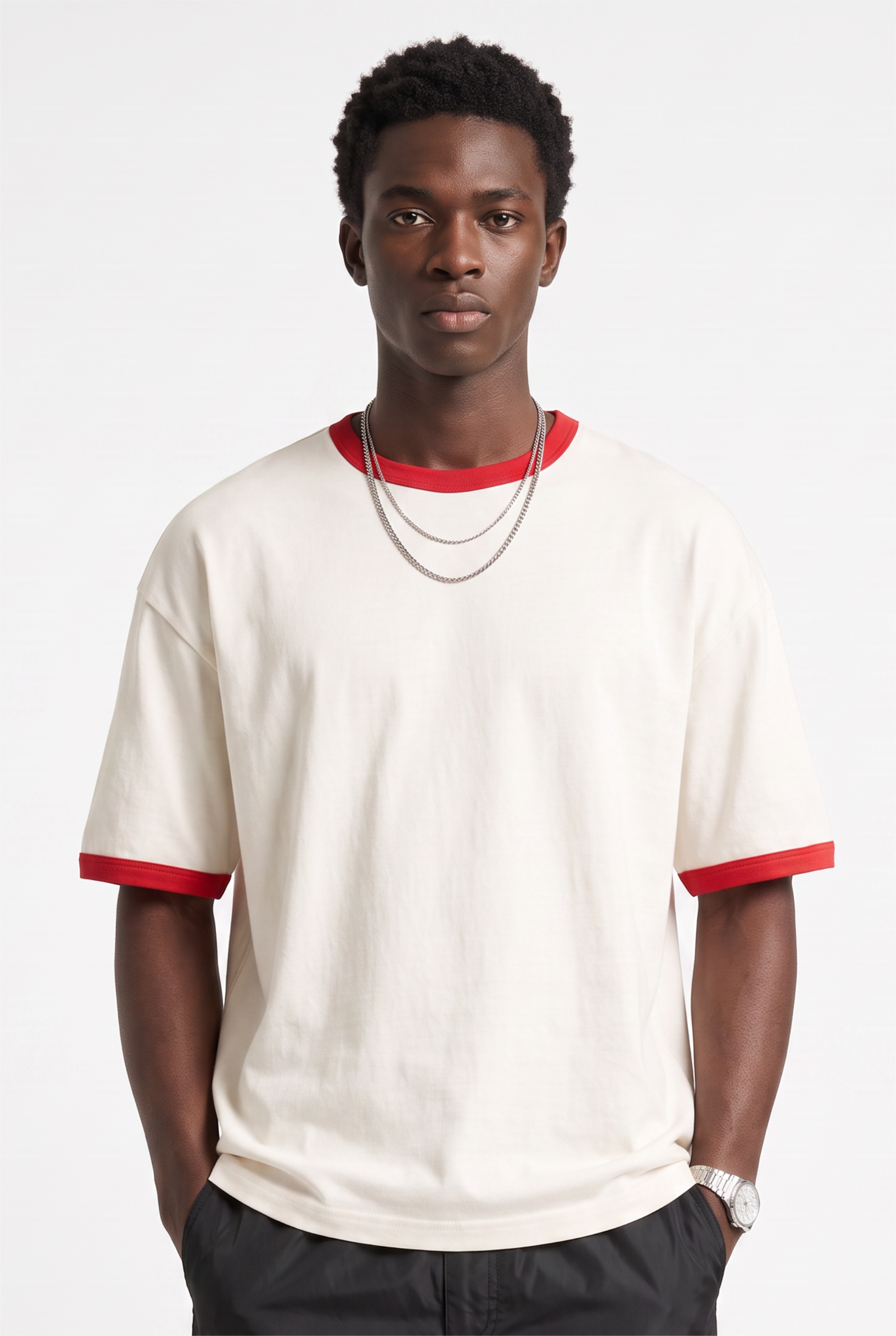Cream Dropped Shoulder Oversized Tee