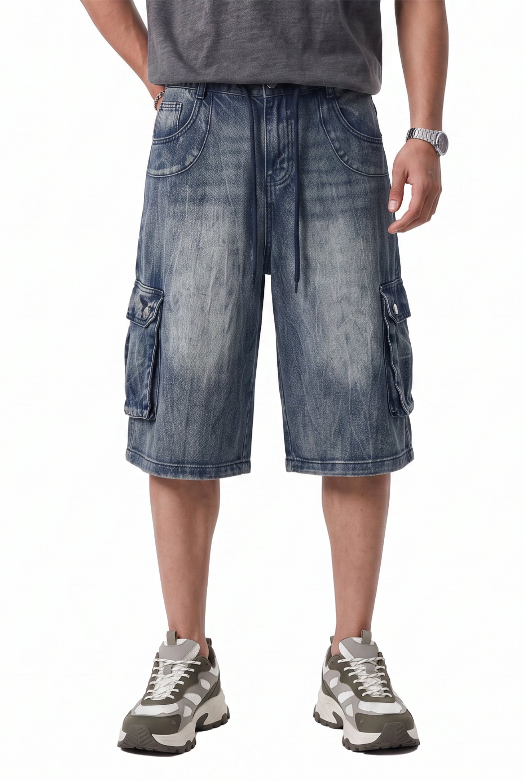 Navy Drawstring Regular Shorts