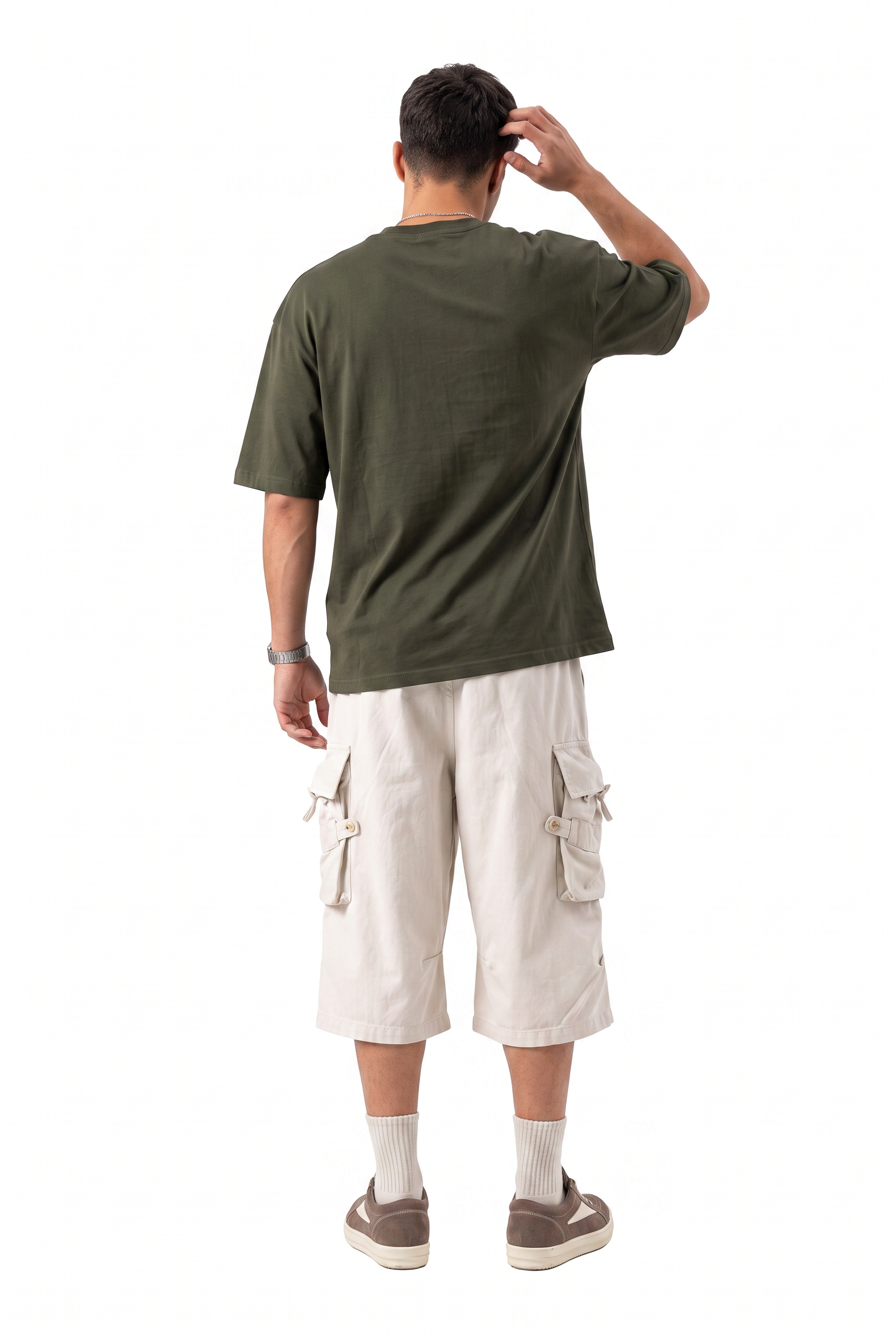 Beige Drawstring Chino Shorts