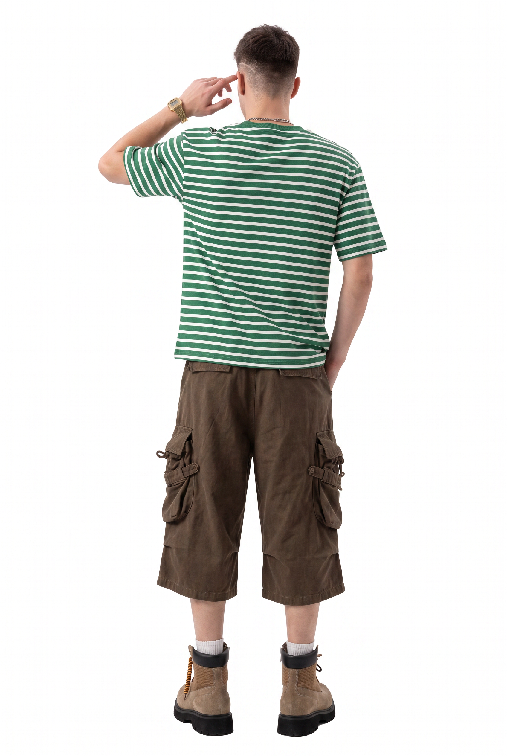 Brown Drawstring Cargo Shorts