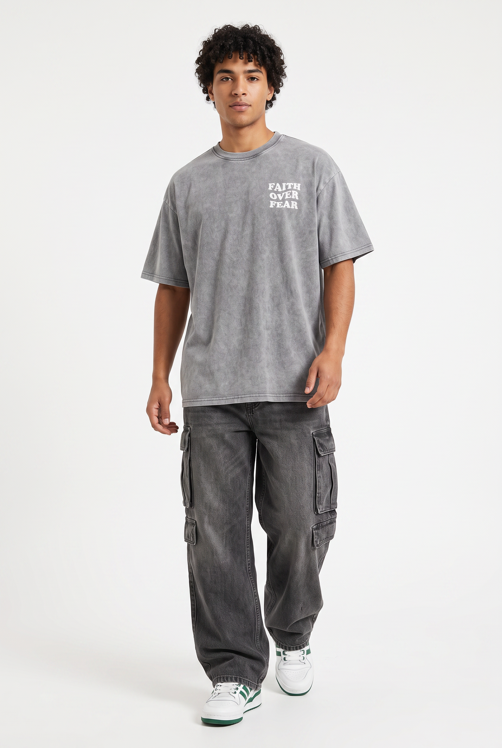 Grey Dropped Shoulder Oversized Tee