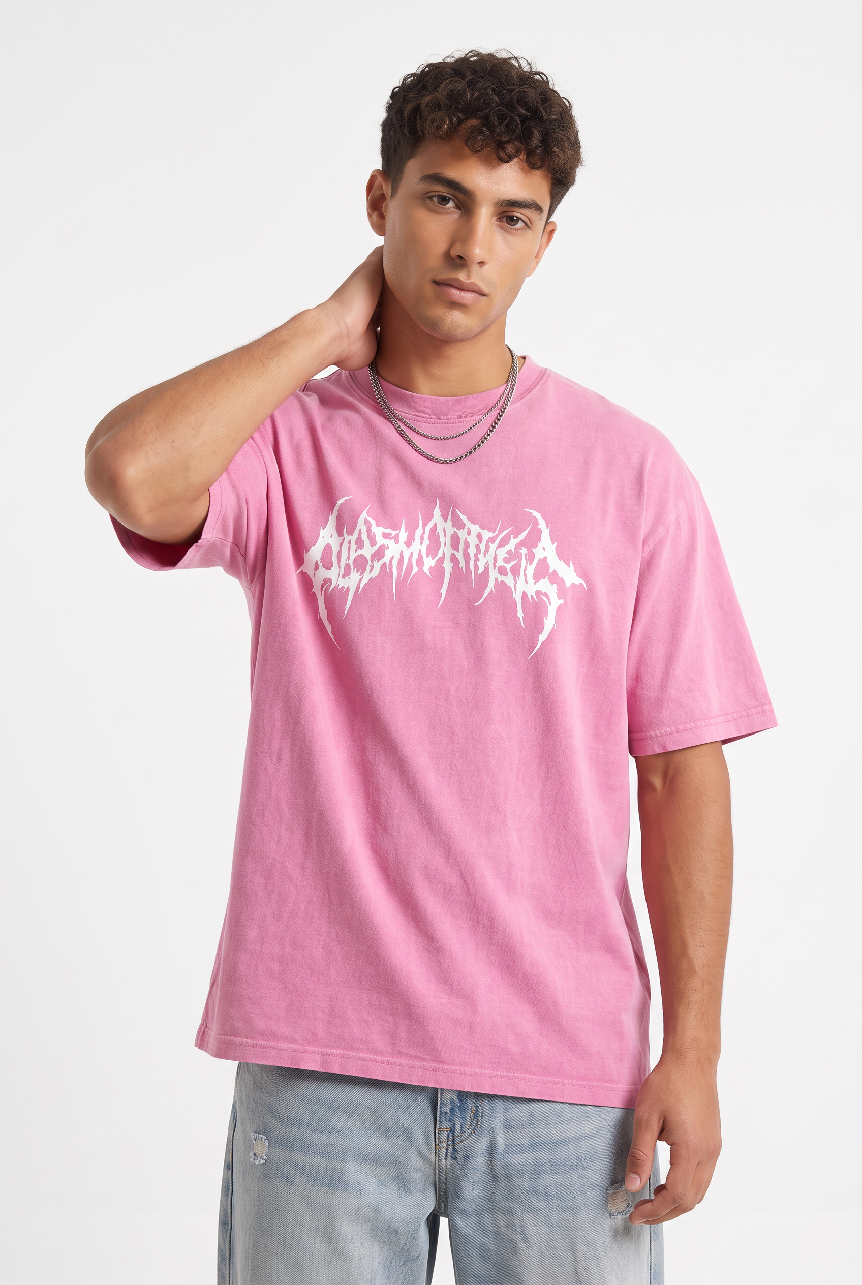 Pink Dropped Shoulder Oversized Tee