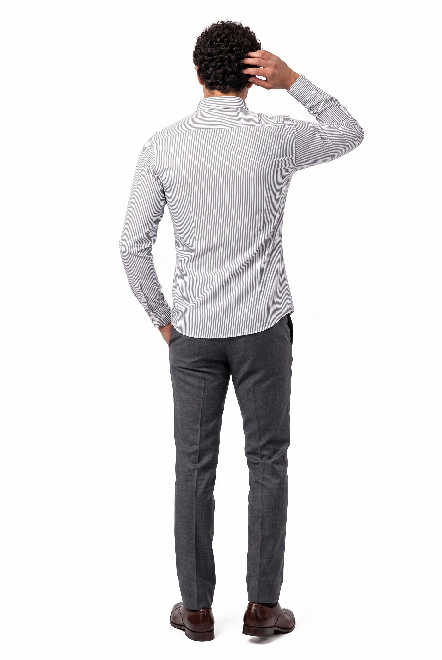 Grey Button-Down Slim Formal Shirt