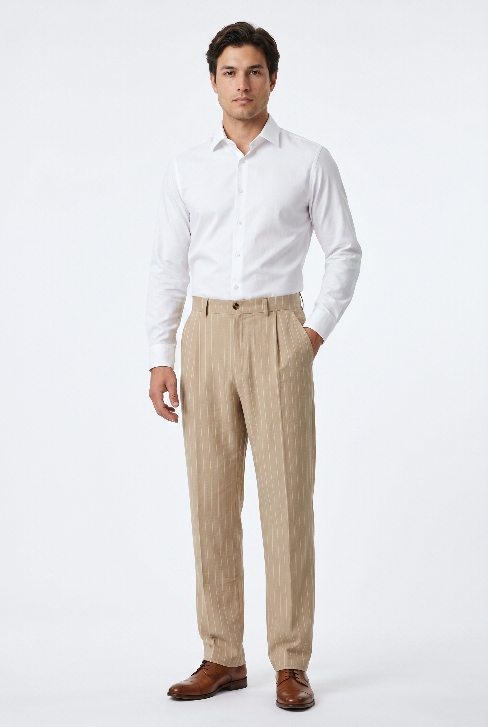 Beige Slim Formal Trouser