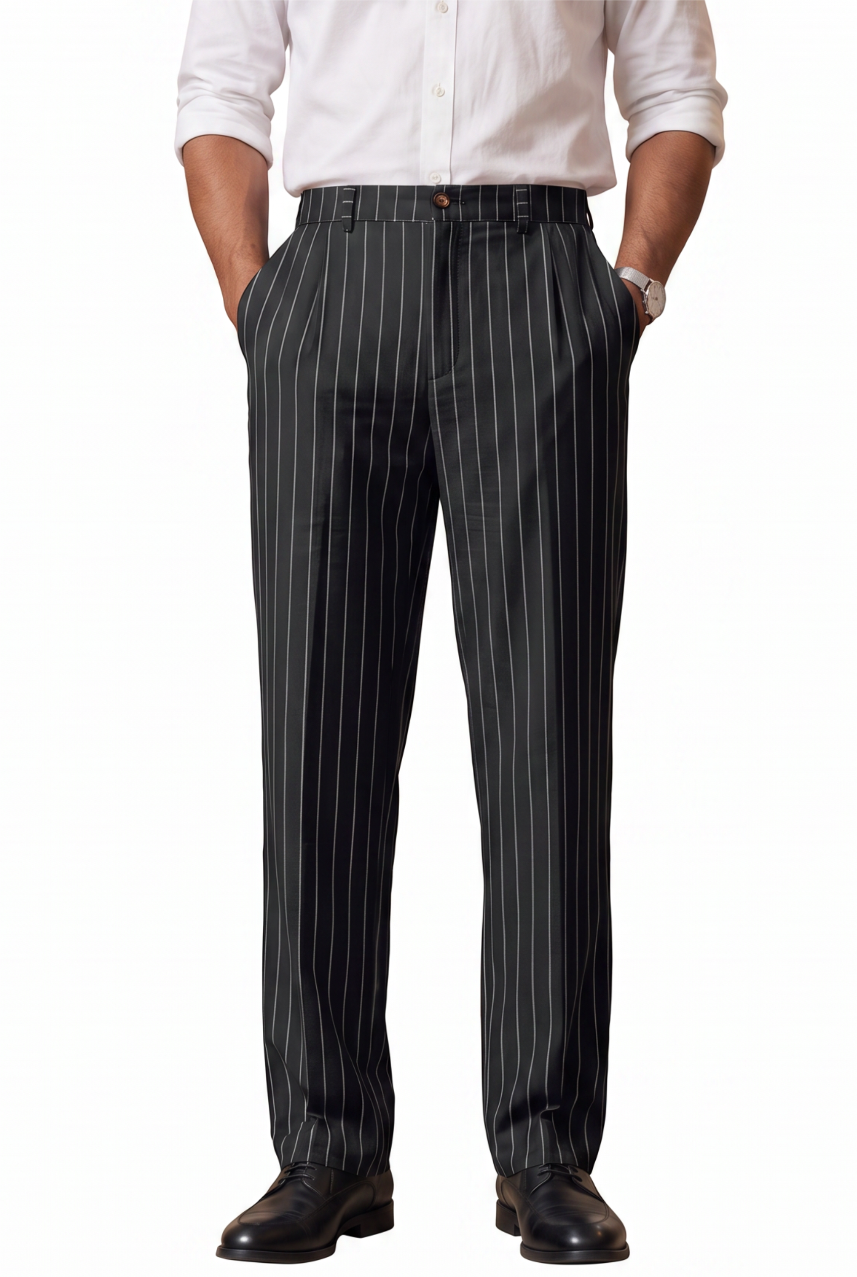 Black Slim Flat Front Formal Trousers