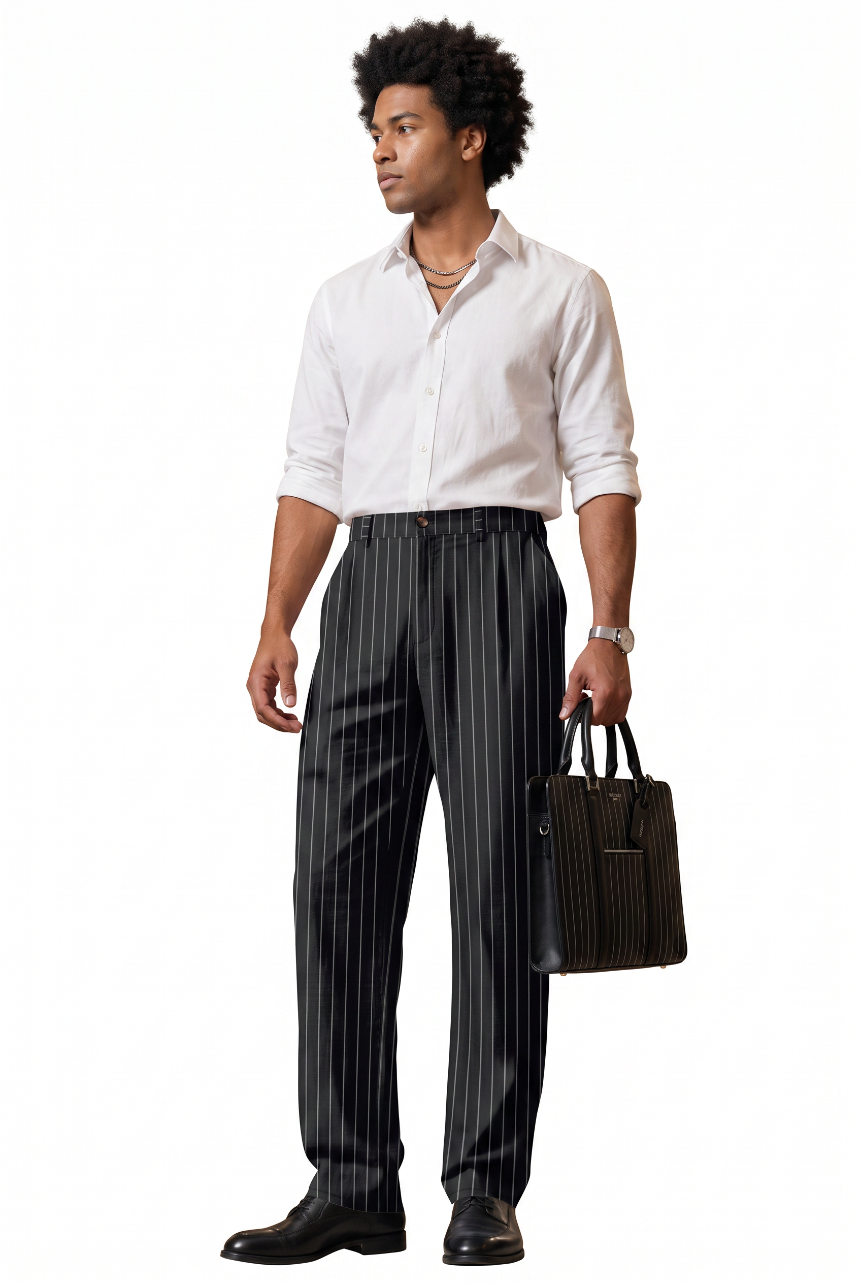 Black Slim Flat Front Formal Trousers