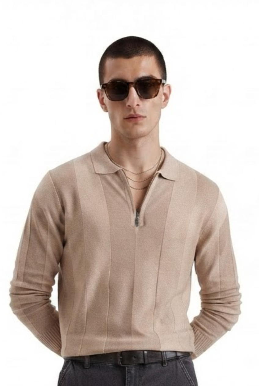Beige Oversized Crew Neck Tee