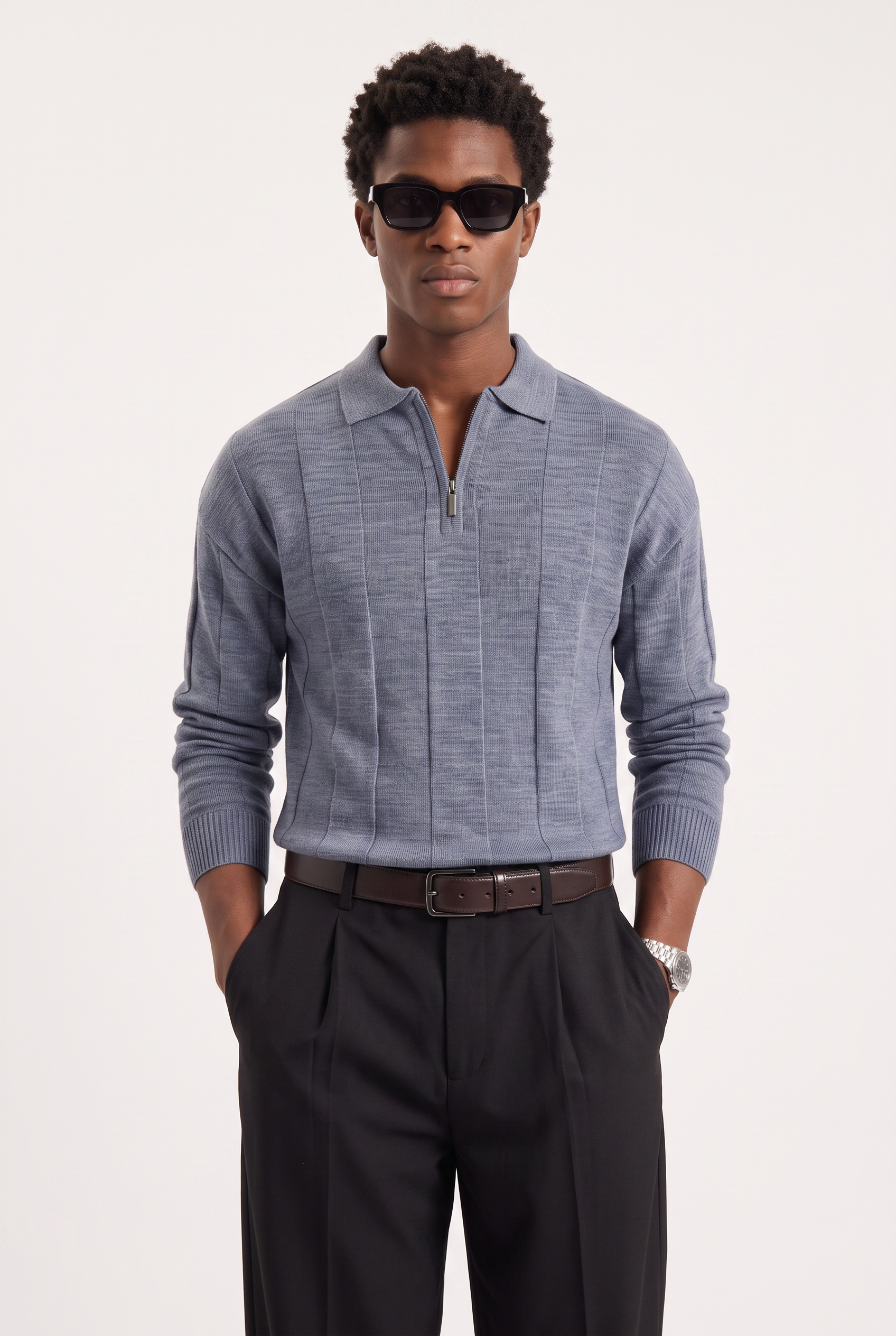 Steel Blue Oversized Crew Neck Tee