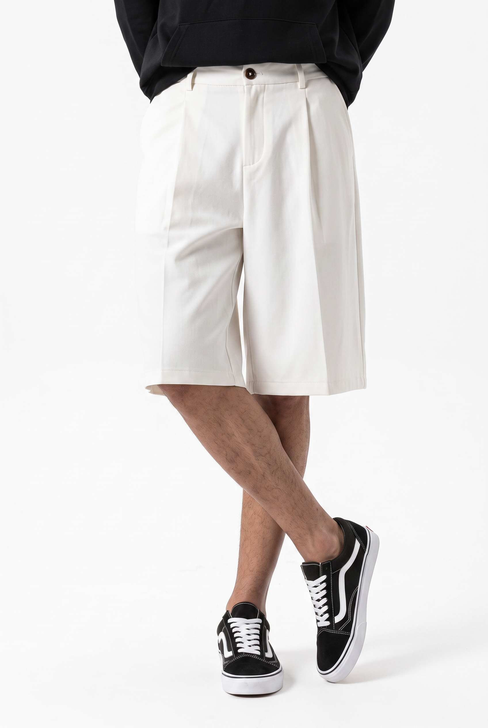 White Drawstring Regular Shorts