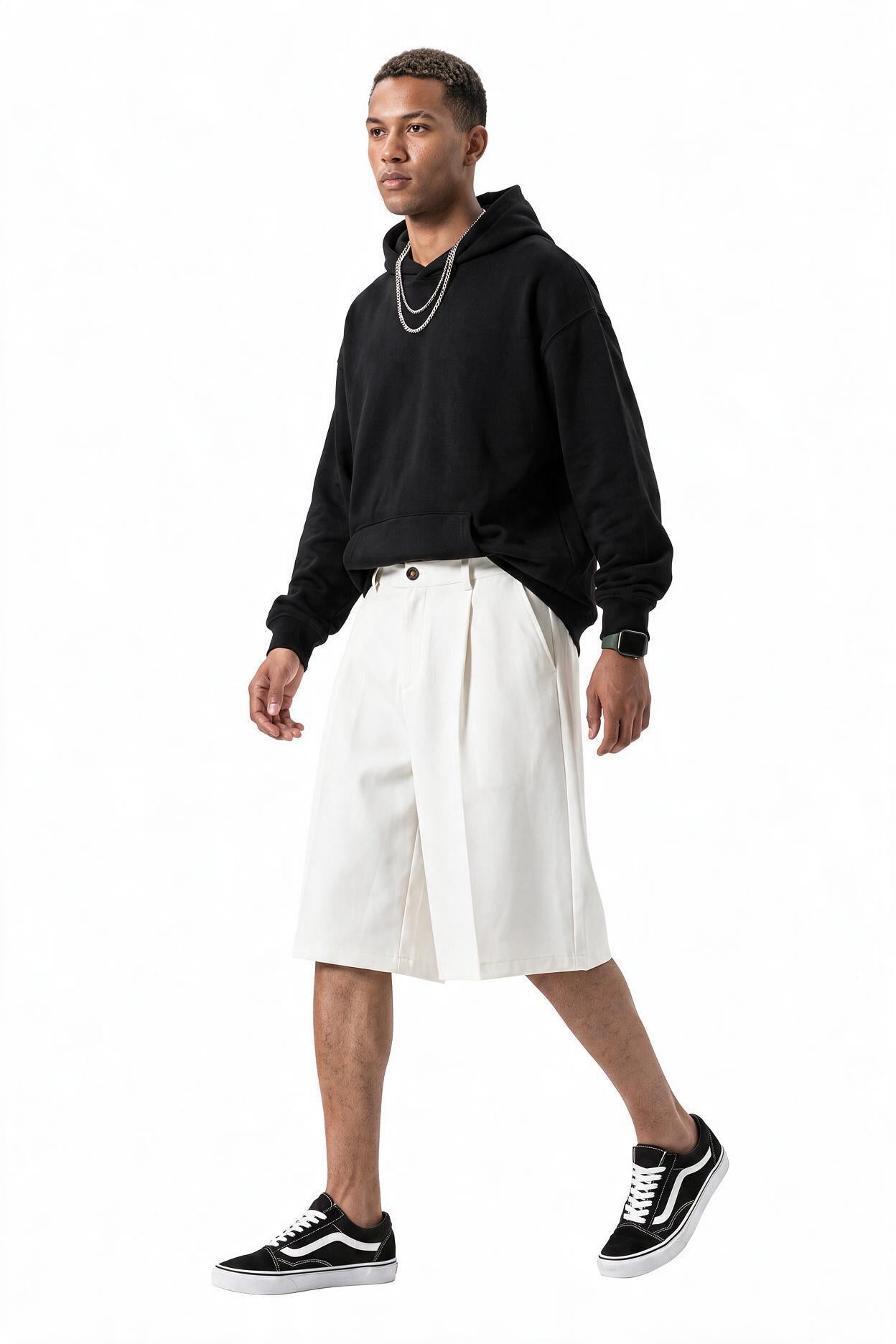 White Drawstring Regular Shorts