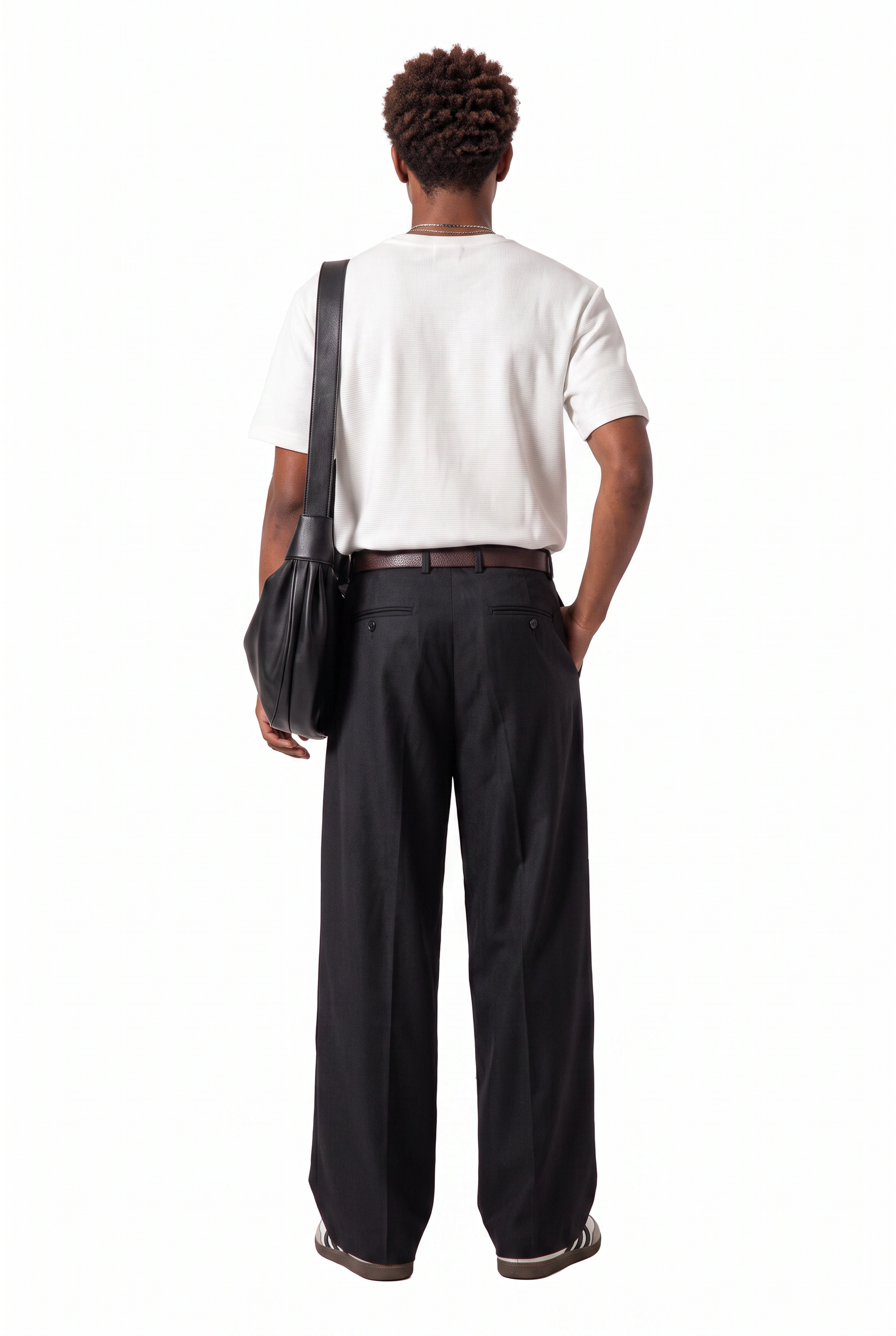Black Drawstring Straight Casual Trousers