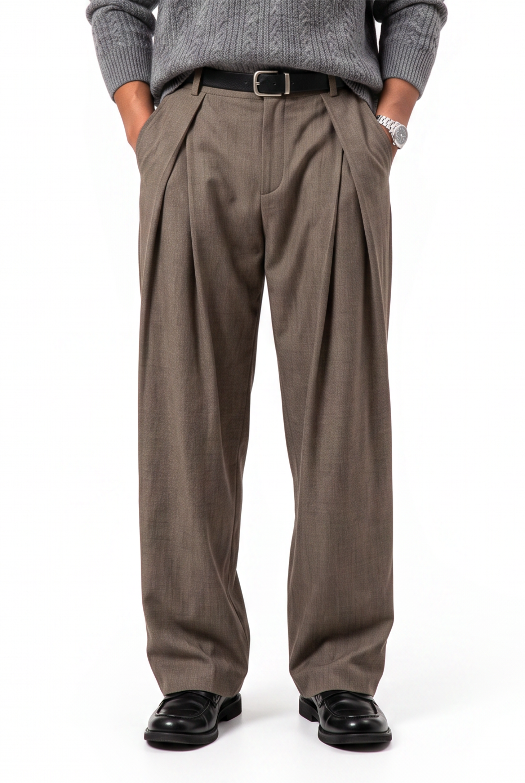 Olive Drawstring Tapered Casual Trousers