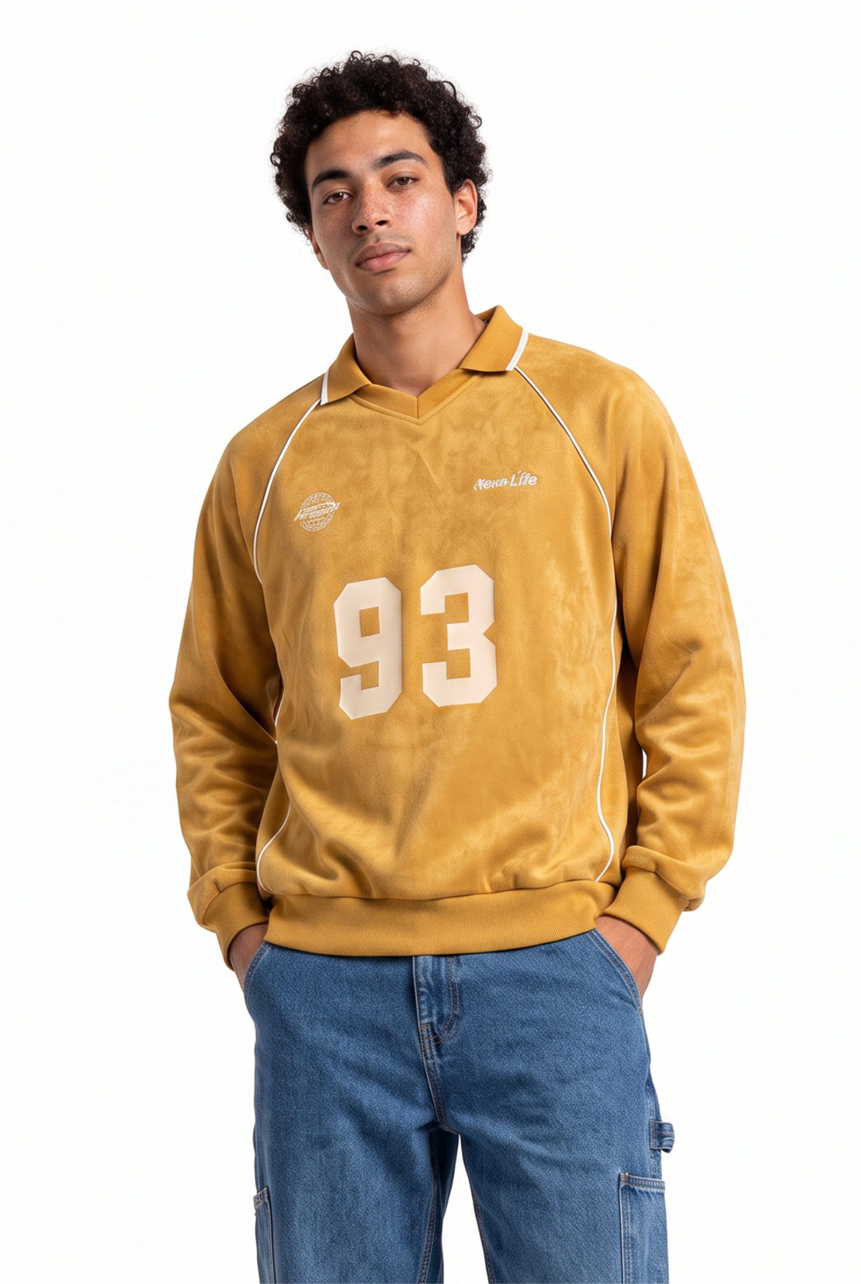 Yellow Ribbed Oversized Sweatshirt