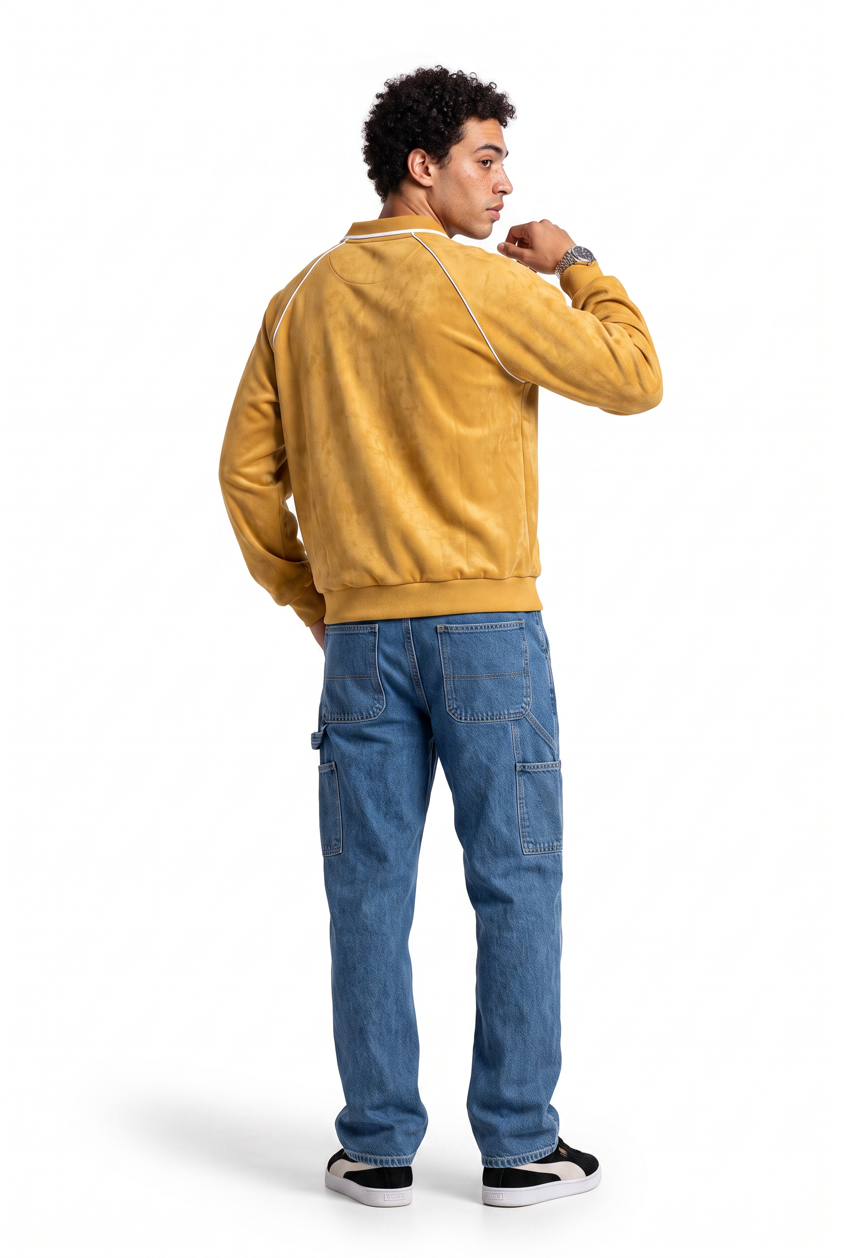 Yellow Ribbed Oversized Sweatshirt