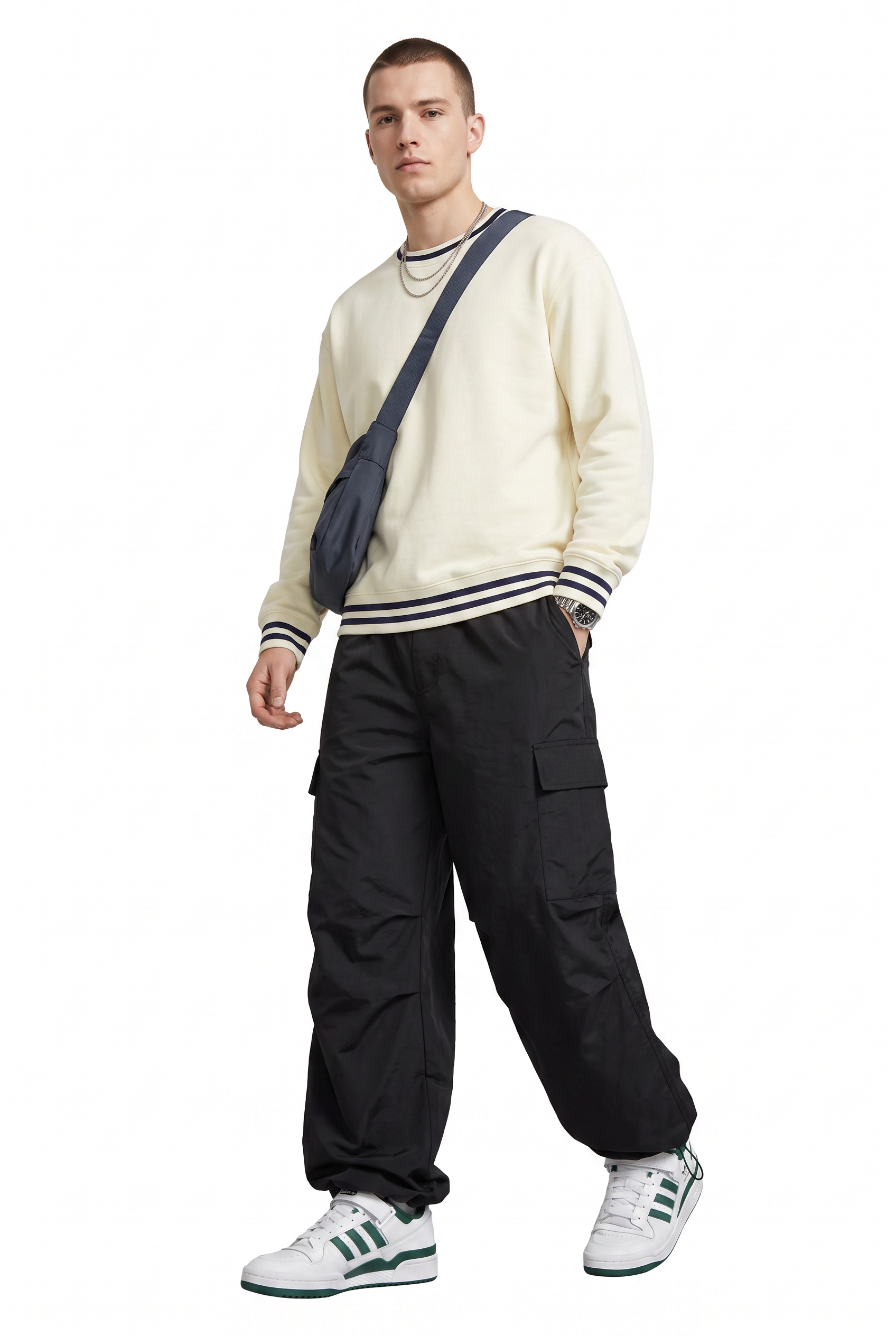 Cream Ribbed Oversized Sweatshirt