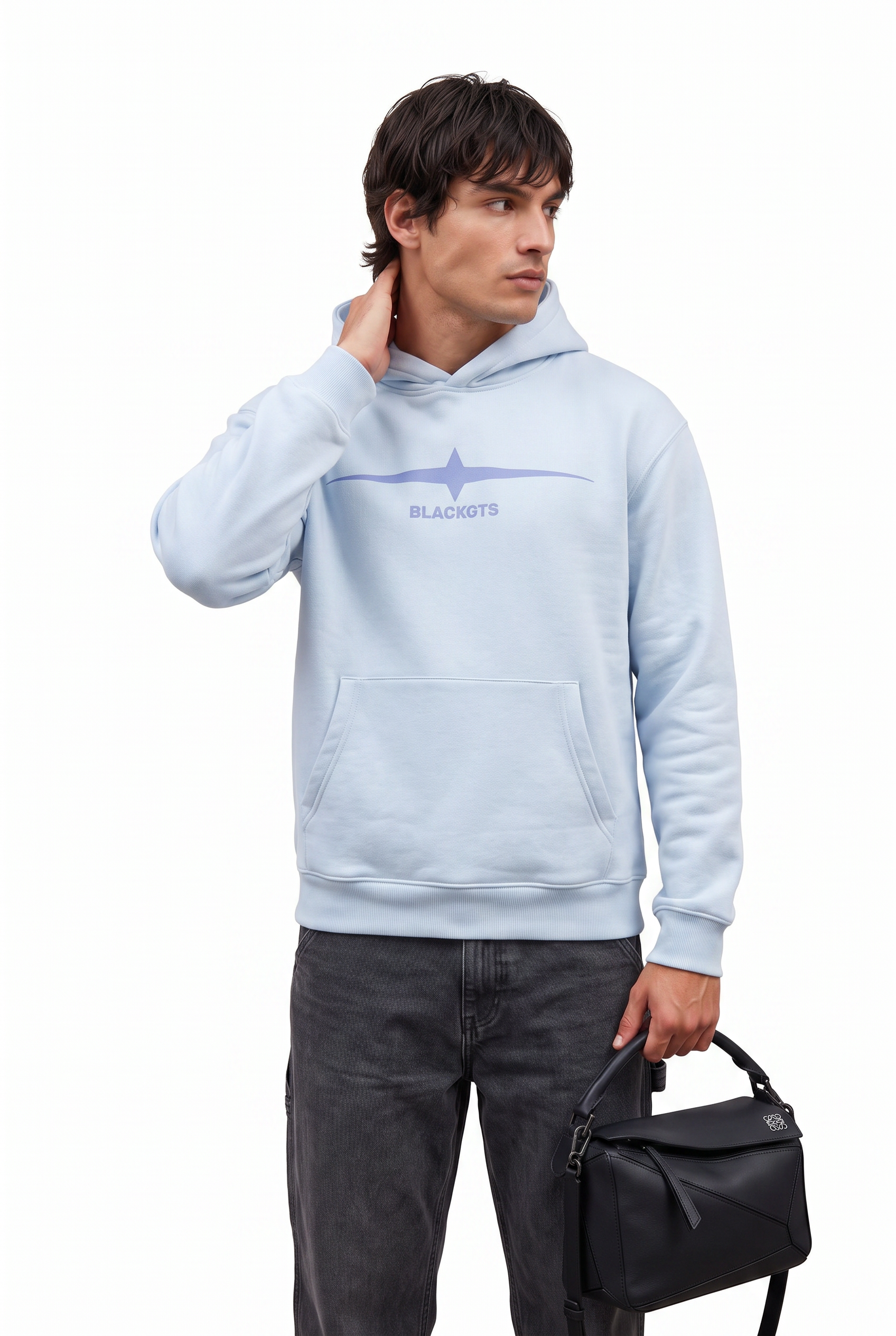 Steel Blue Oversized Kangaroo Pocket Hoodie