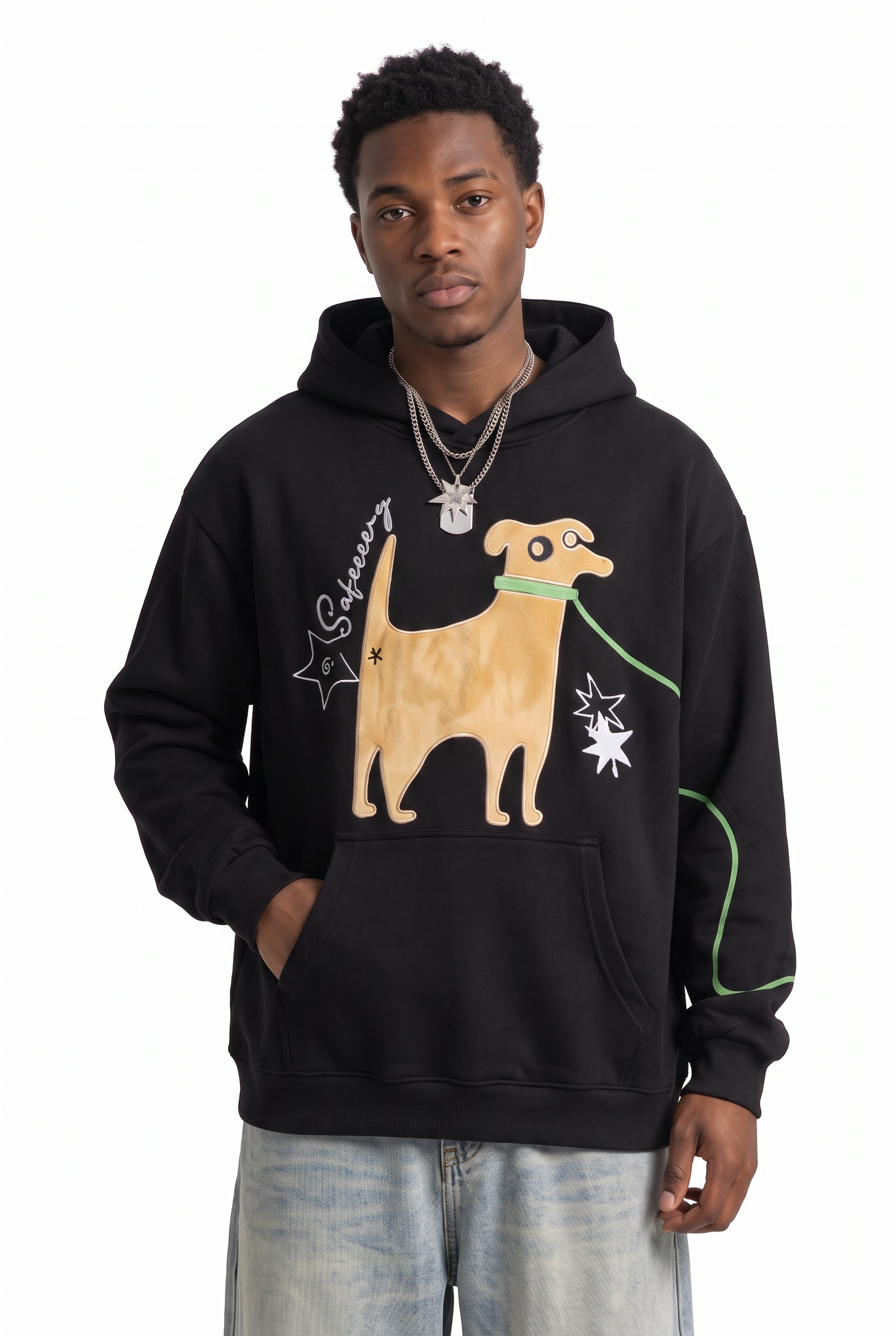Black Oversized Drawstring Hoodie