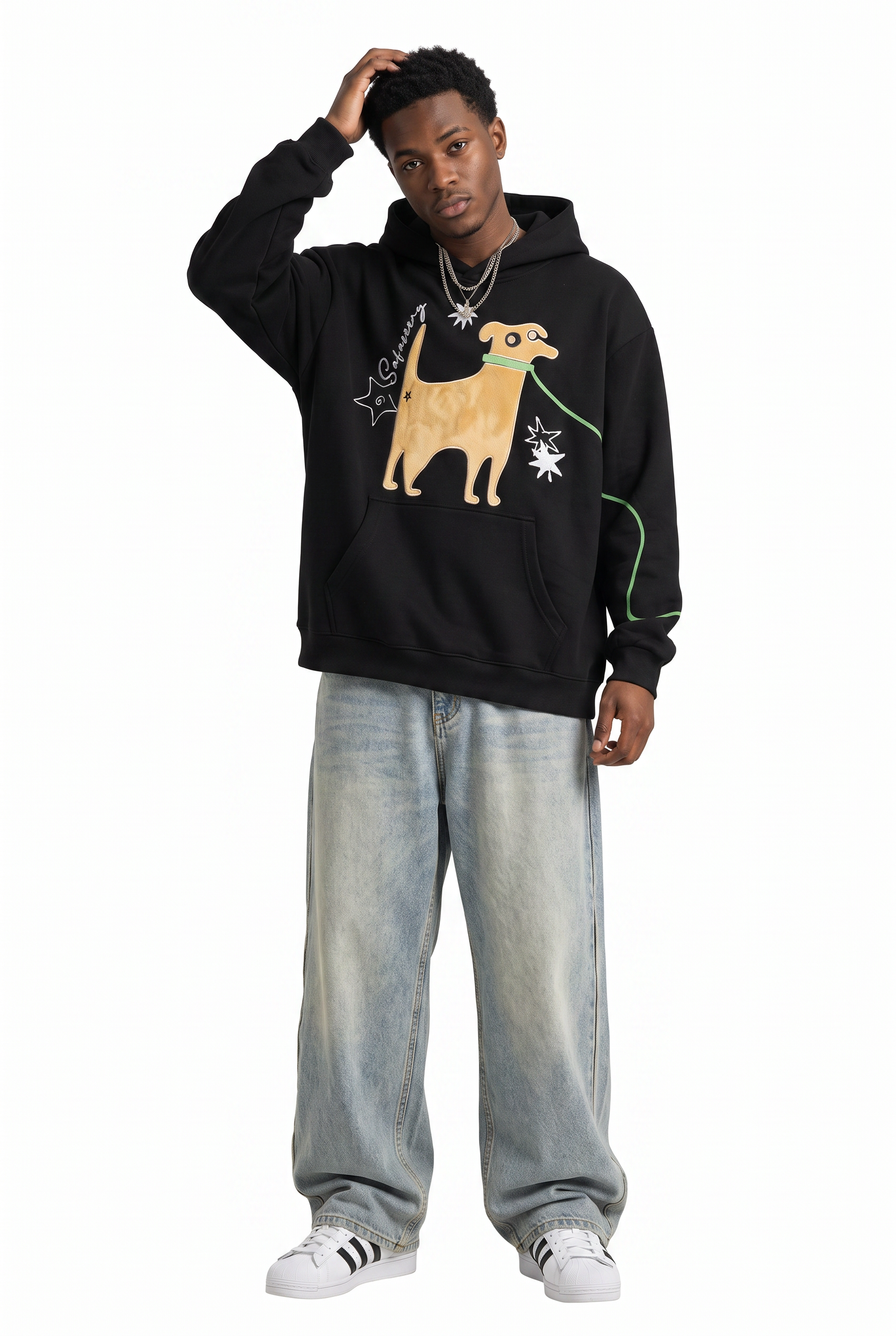 Black Oversized Drawstring Hoodie