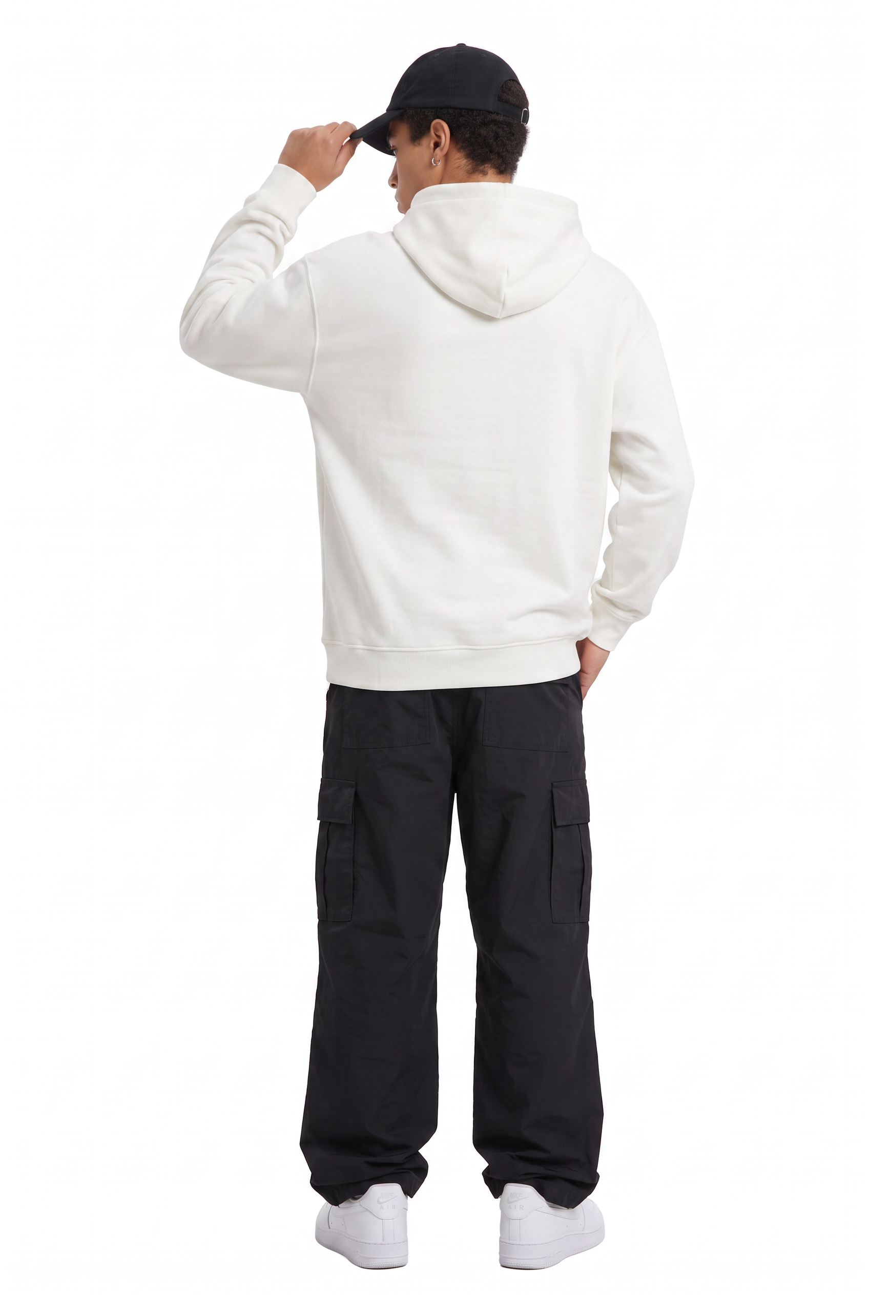 White Oversized Drawstring Hoodie