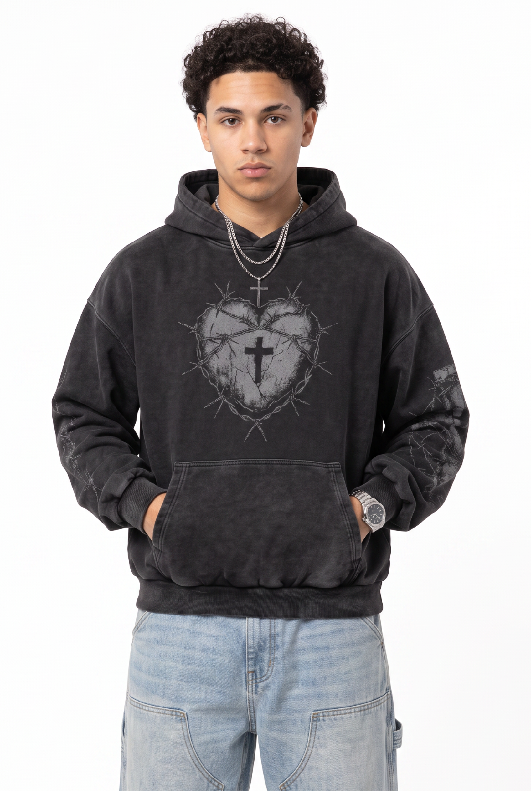Black Oversized Drawstring Hoodie