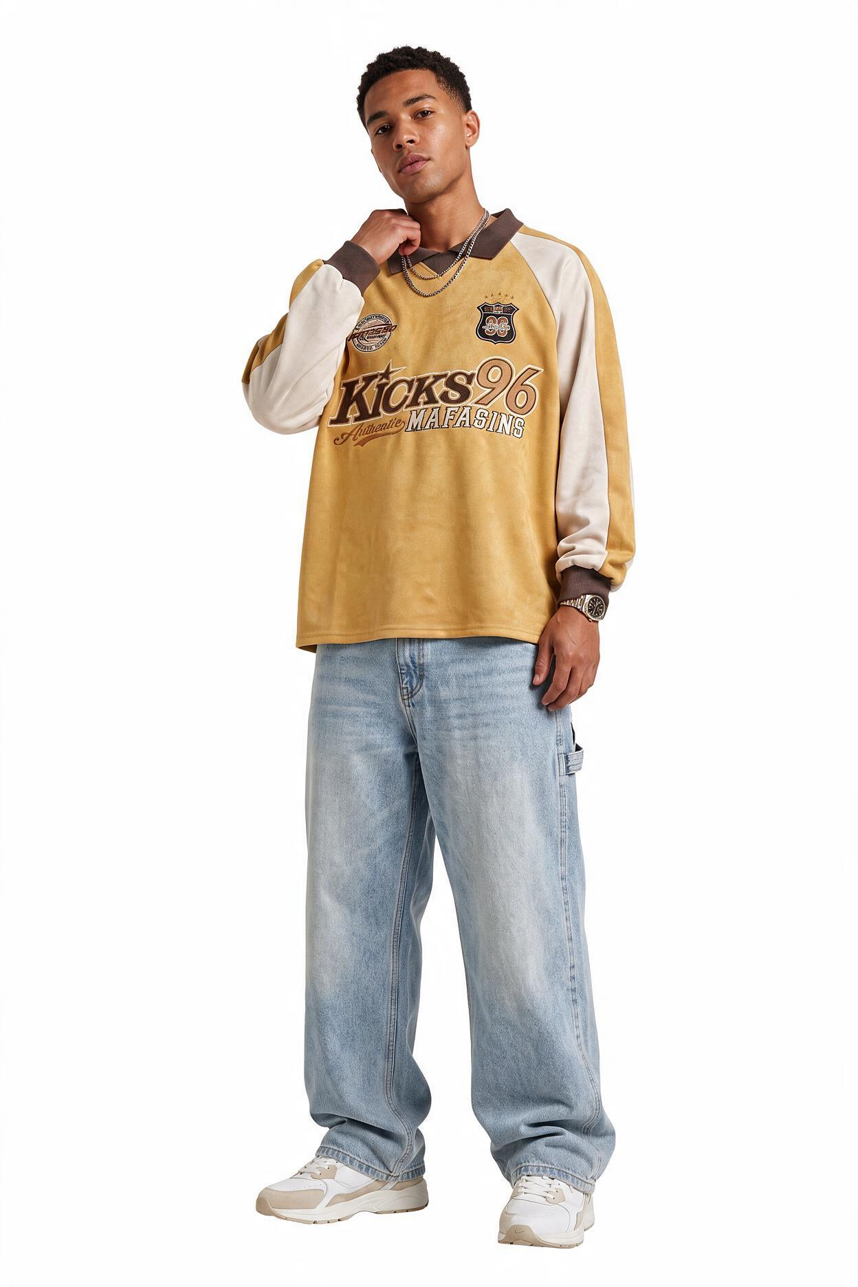 Yellow Ribbed Oversized Sweatshirt