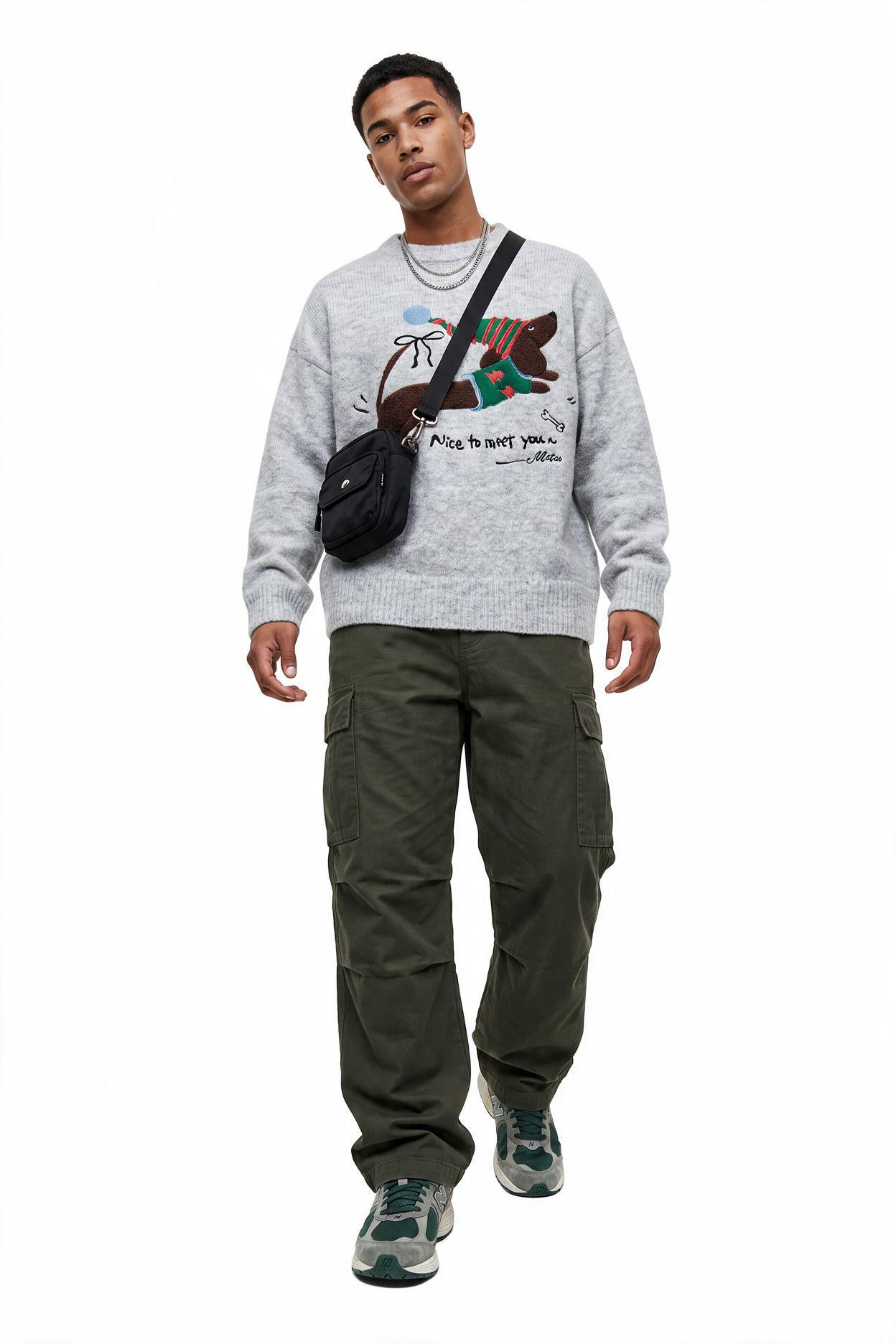 Grey Ribbed Oversized Sweatshirt