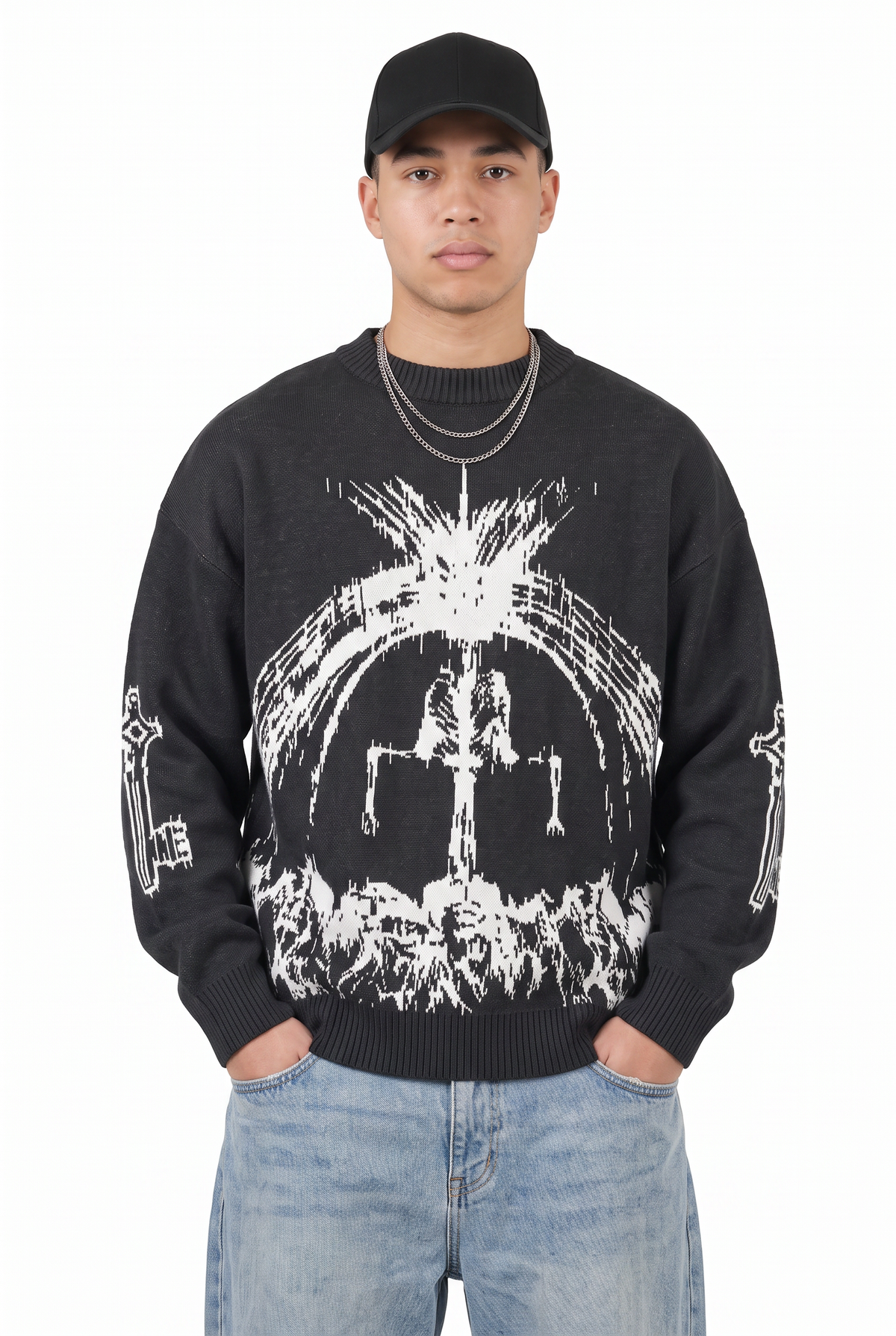 Graphic Black Knit Sweater