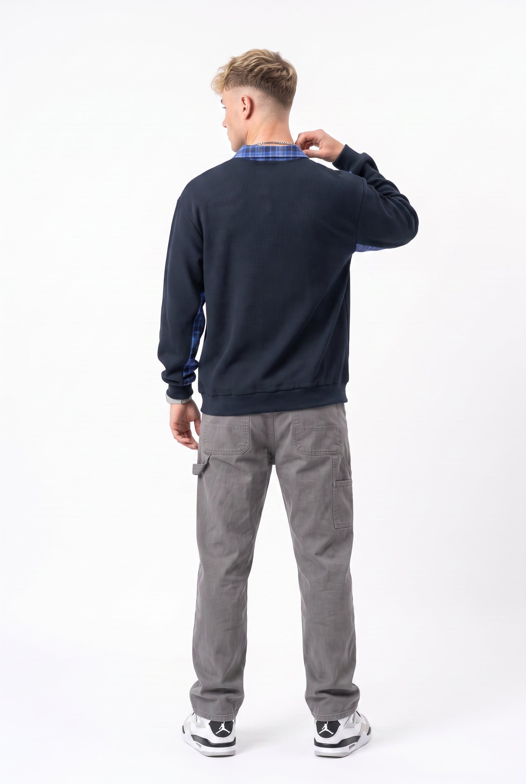 Steel Blue Ribbed Oversized Sweatshirt