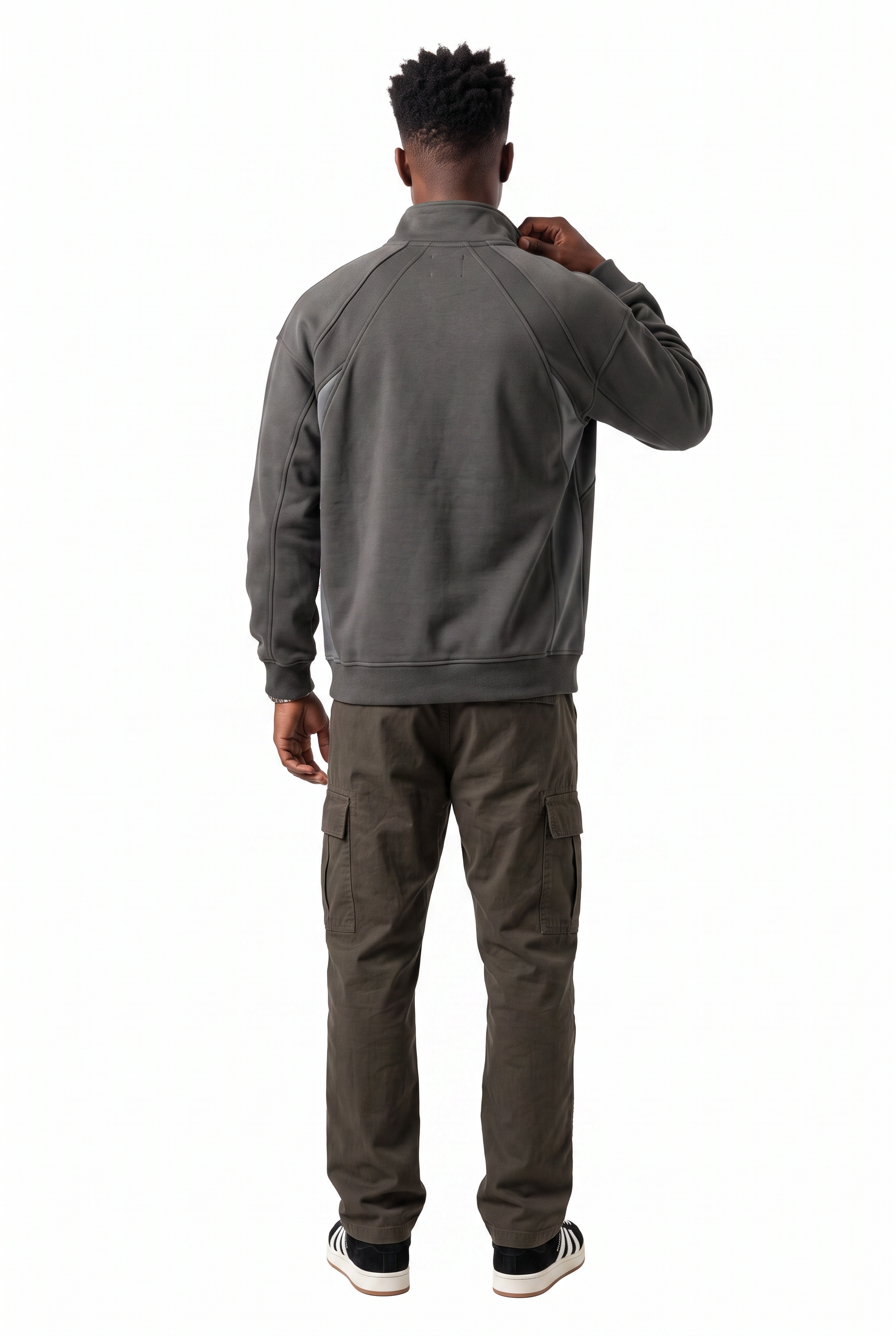 Grey Ribbed Oversized Crew Sweatshirt