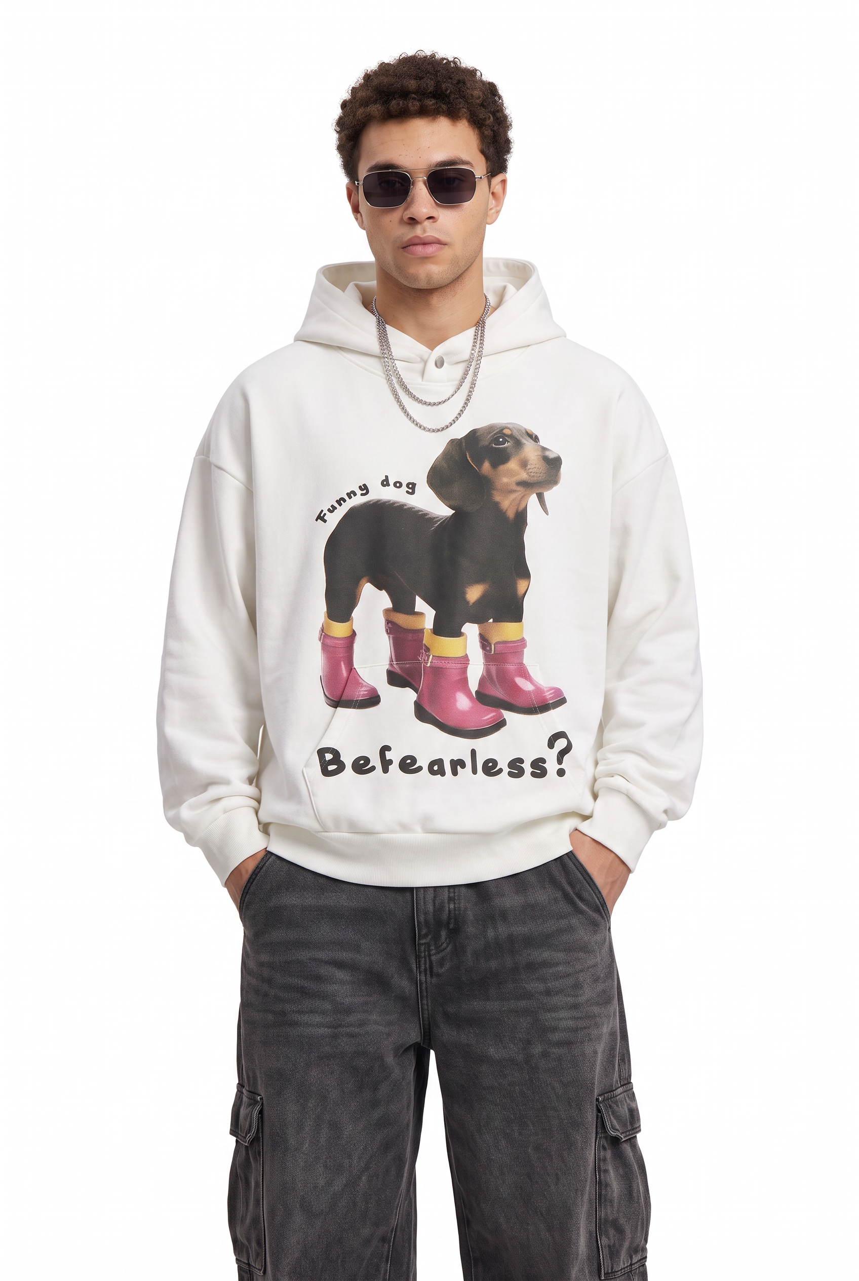 White Oversized Drawstring Hoodie