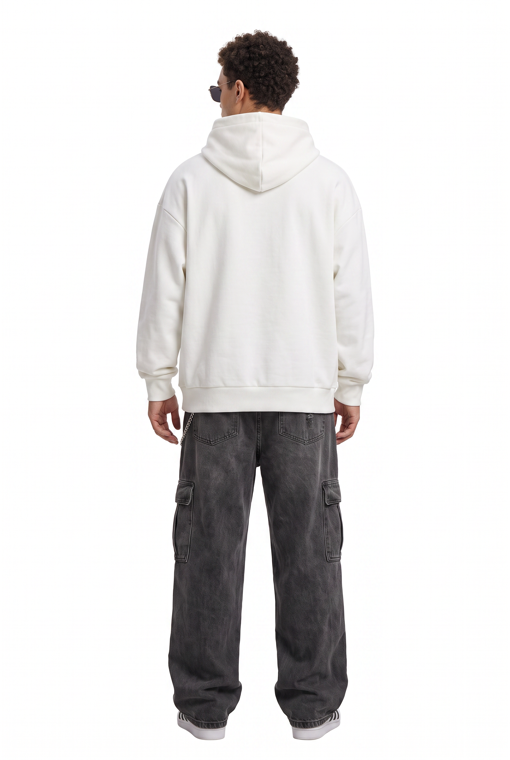 White Oversized Drawstring Hoodie