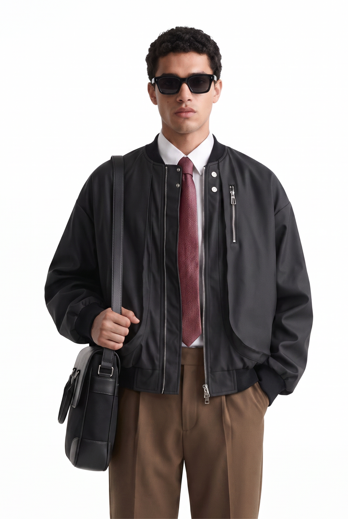 Black Oversized Bomber Jacket