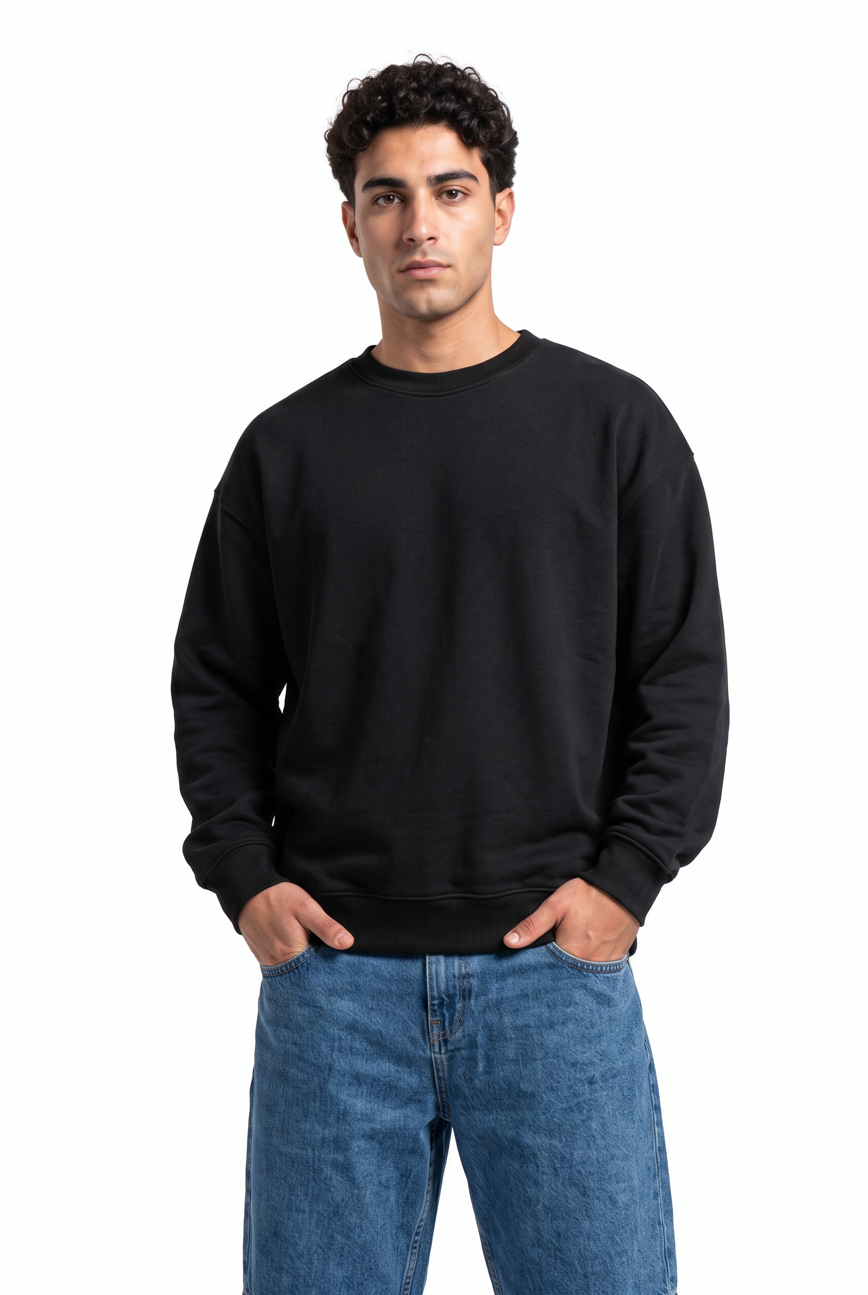 Black Ribbed Oversized Sweatshirt
